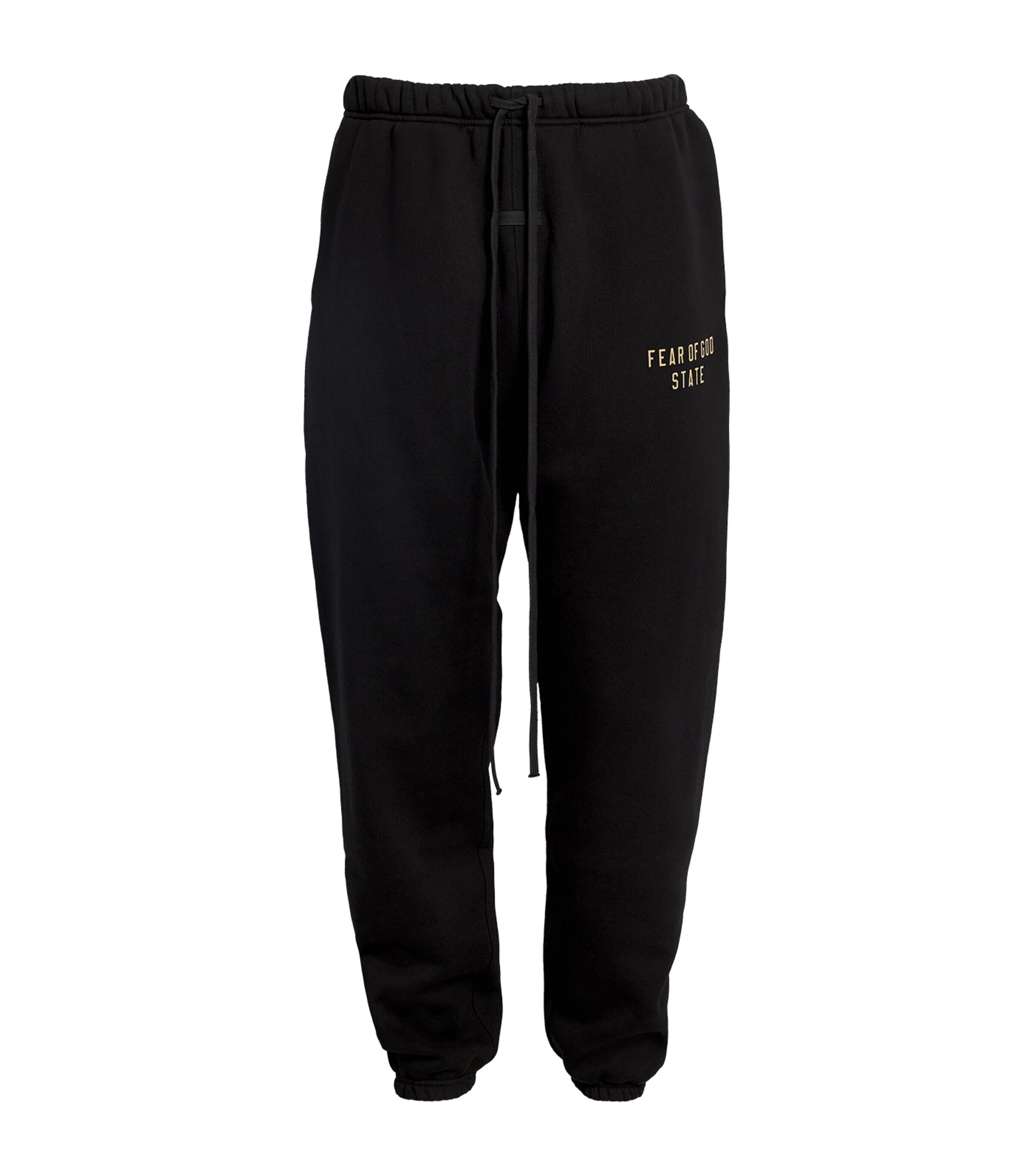 Essentials Tapered Logo-print Appliquéd Cotton-blend Jersey Sweatpants In Black