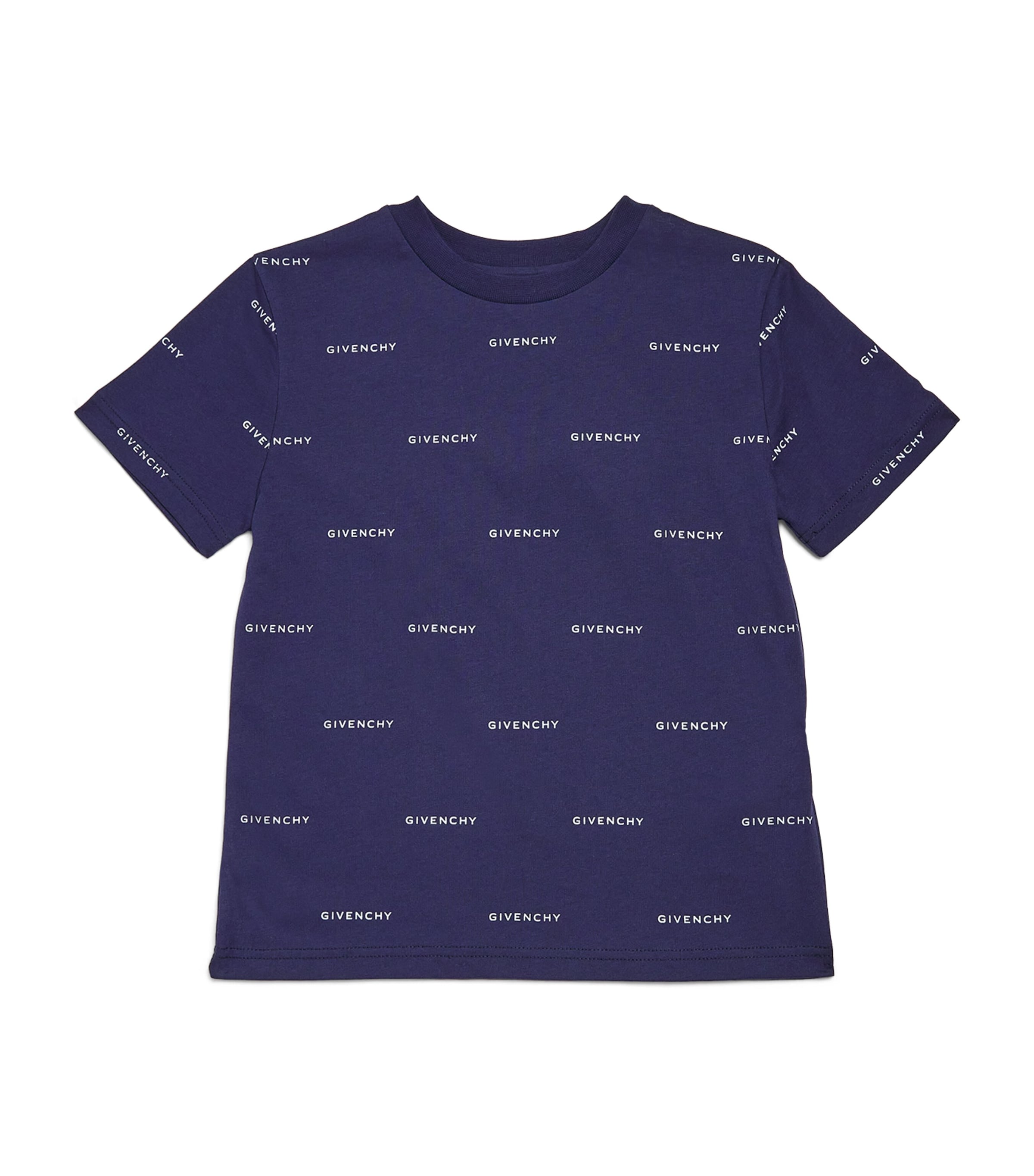 Shop Givenchy Cotton Repeat Logo T-shirt In Navy