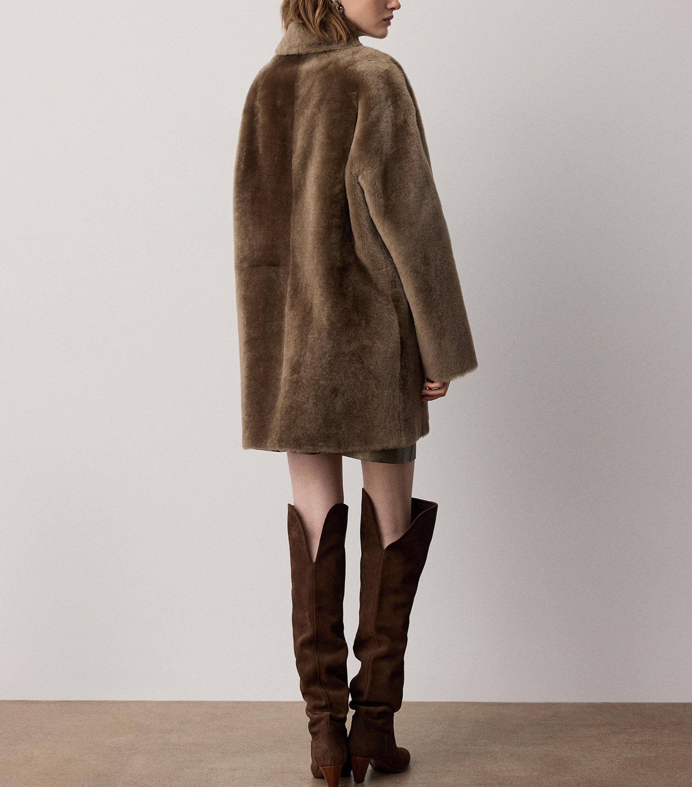 Ralph Lauren Collection Womens Lamb Shearling Janise Coat Portobello Image 5