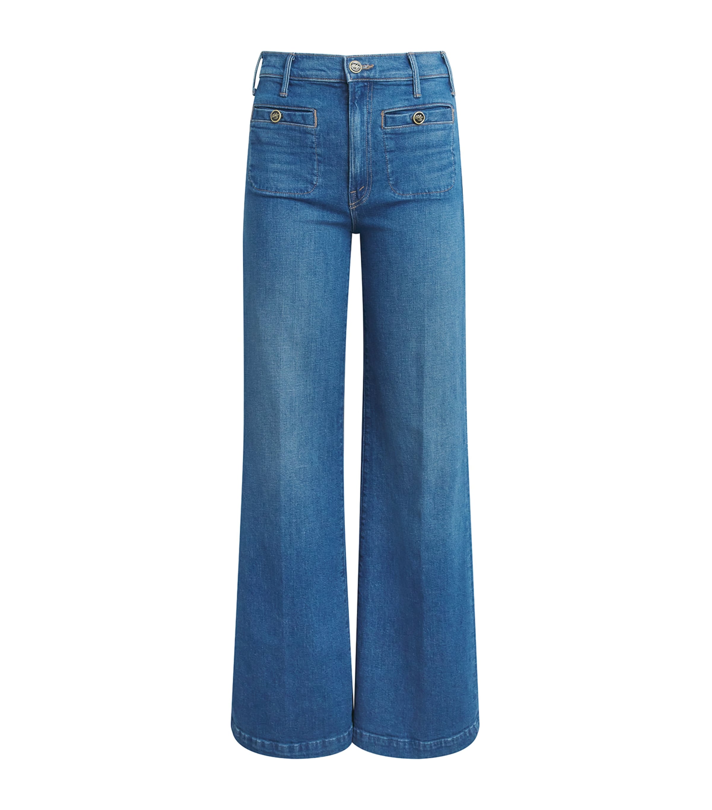 MOTHER Womens The Hustler Stashed Roller Sneak Jeans Wkm Whisk Me Aw Image 1