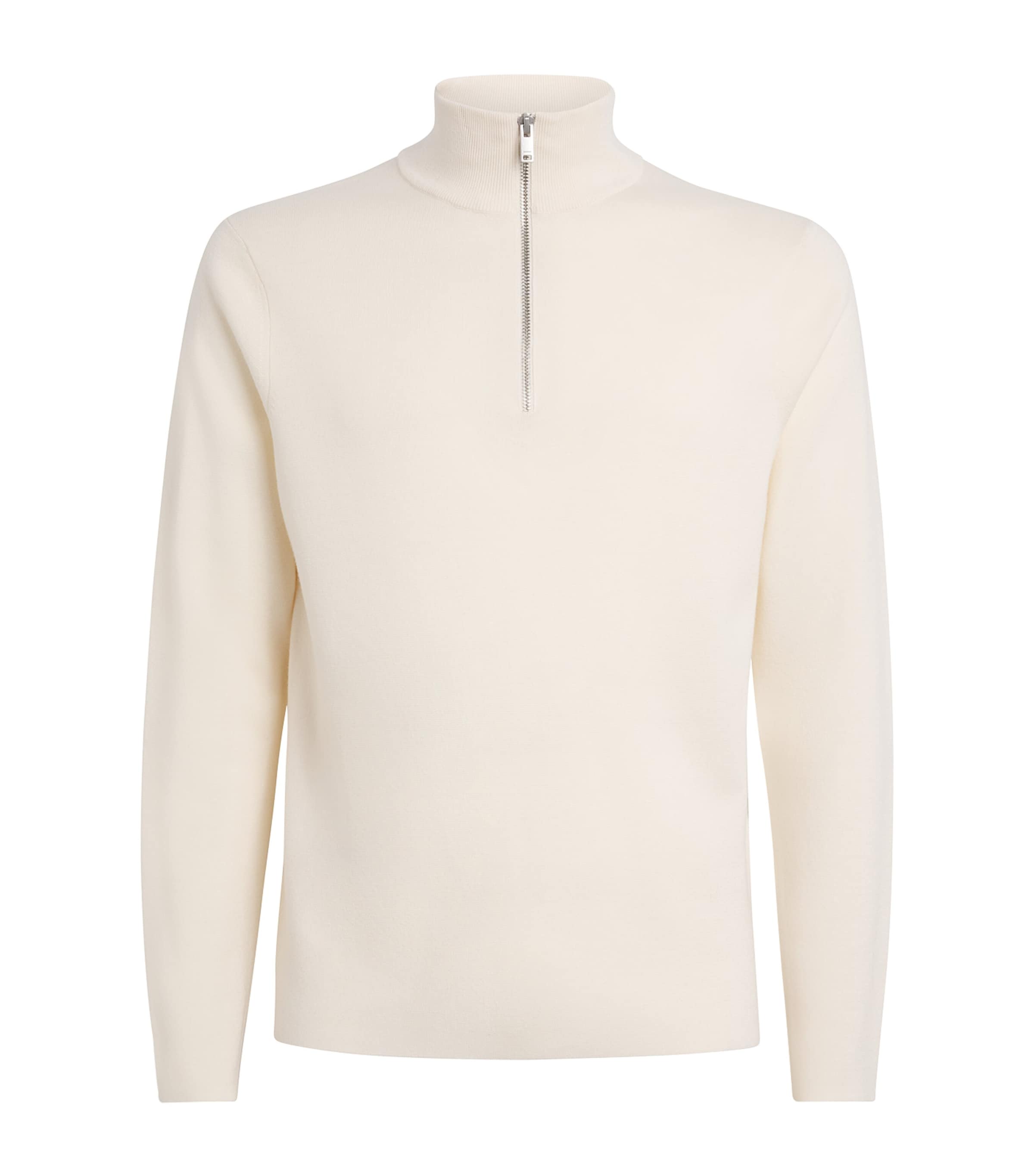 Sandro Wool Half-zip Sweater In Neutral
