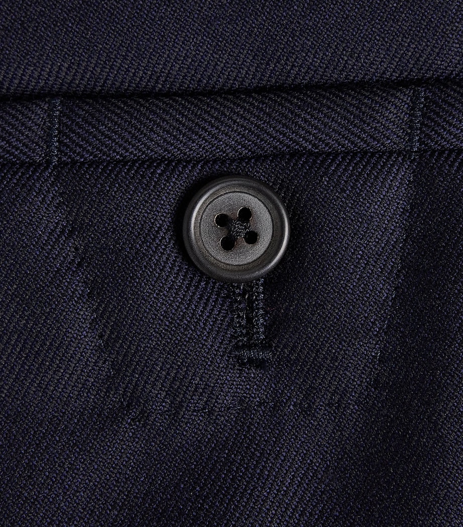 Corneliani Mens Virgin Wool Slim Trousers Dark Blue Image 6