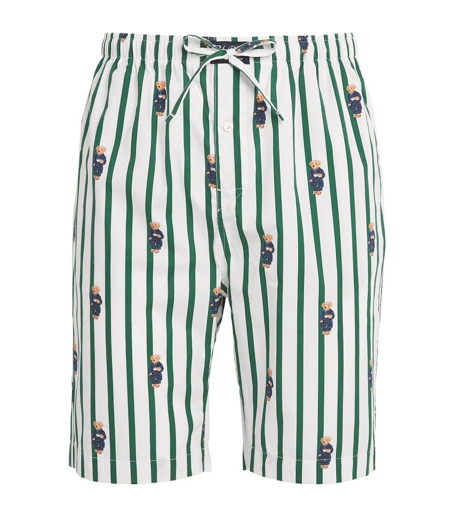 Polo Ralph Lauren Mens Cotton Stripe Polo Bear Pyjama Shorts Verano Green/wht Aob Image 1