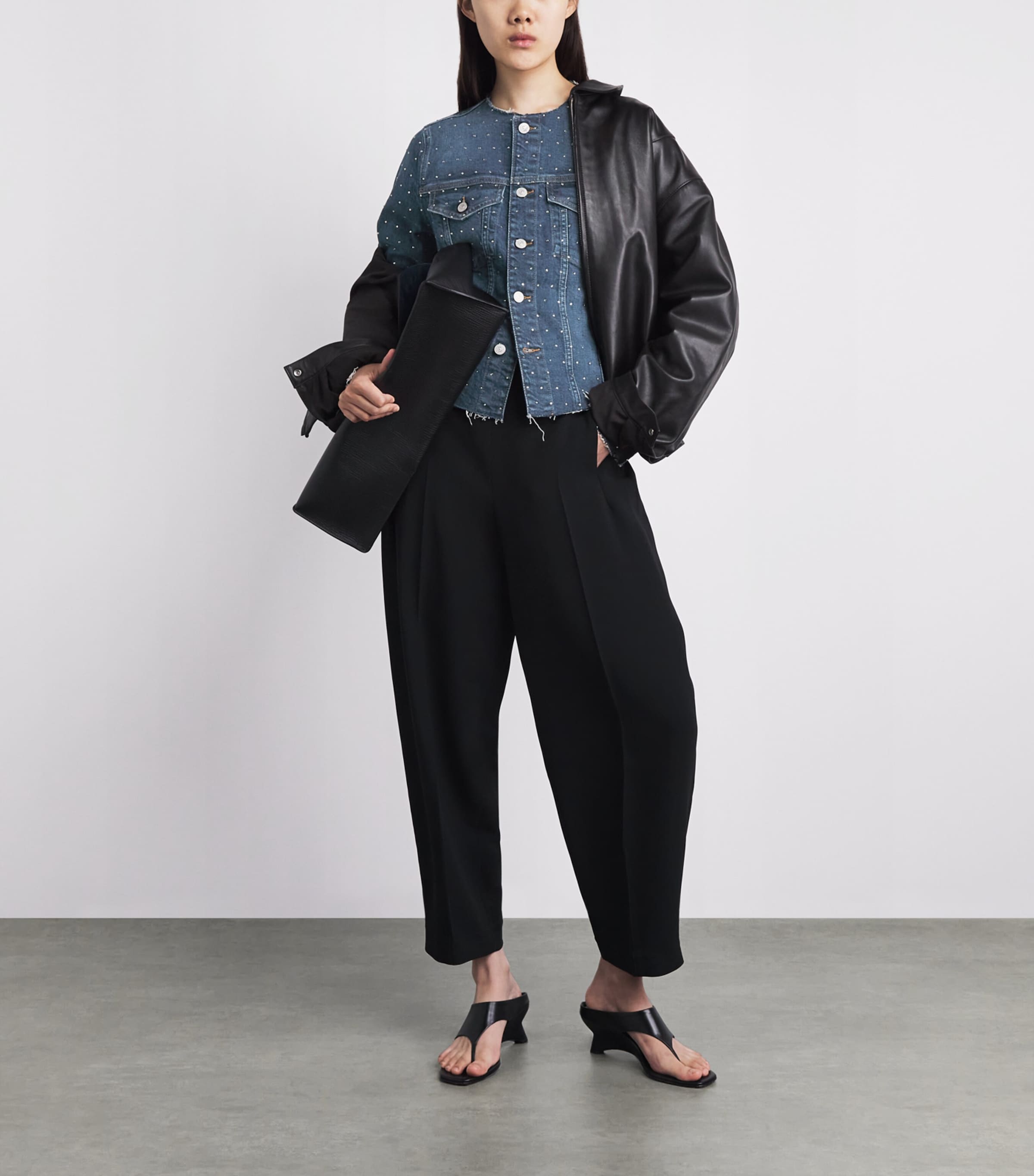 7 For All Mankind Womens Rhinestone Vicky Denim Jacket Radar Image 2