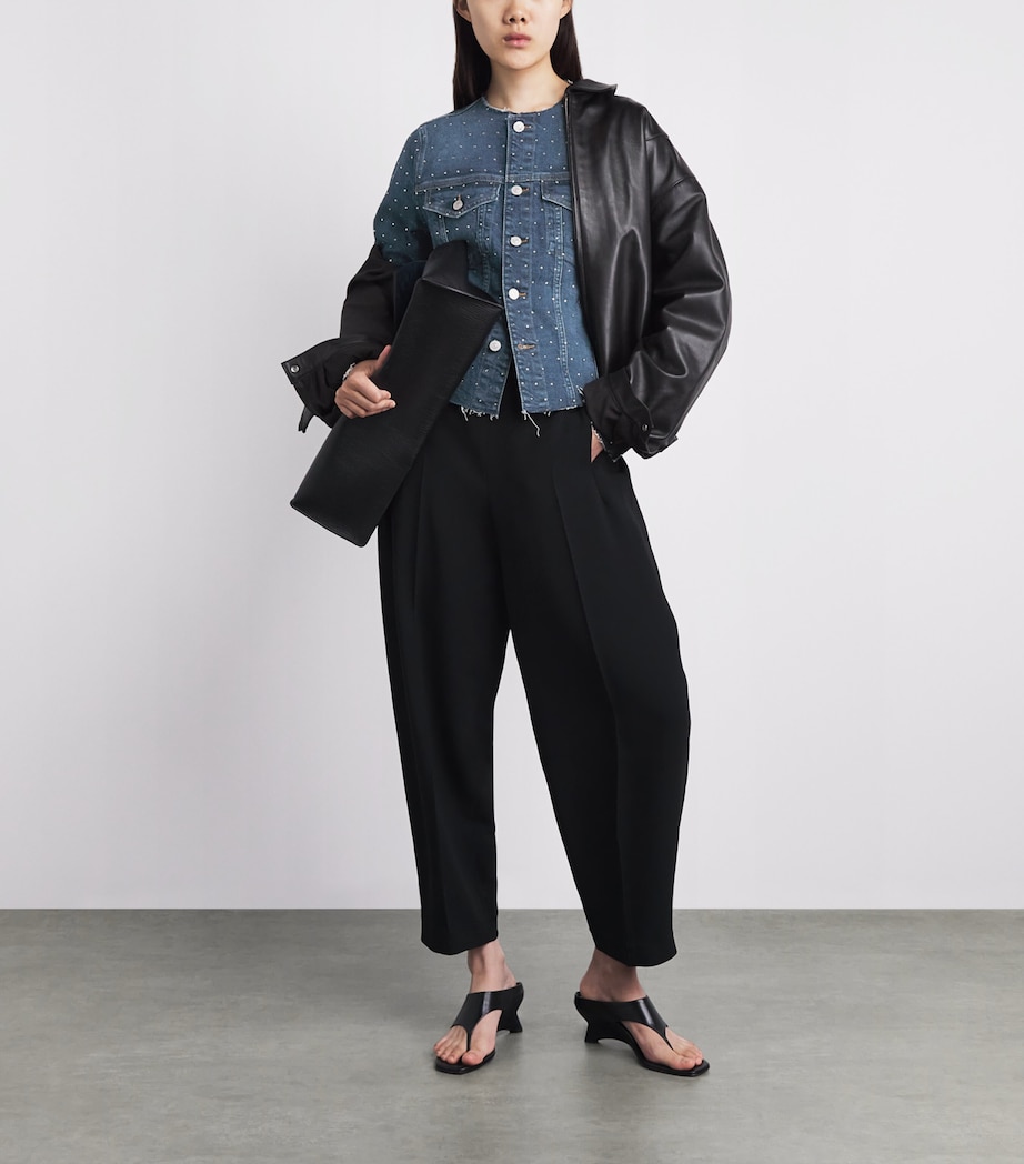 7 For All Mankind Womens Rhinestone Vicky Denim Jacket Radar Image 2