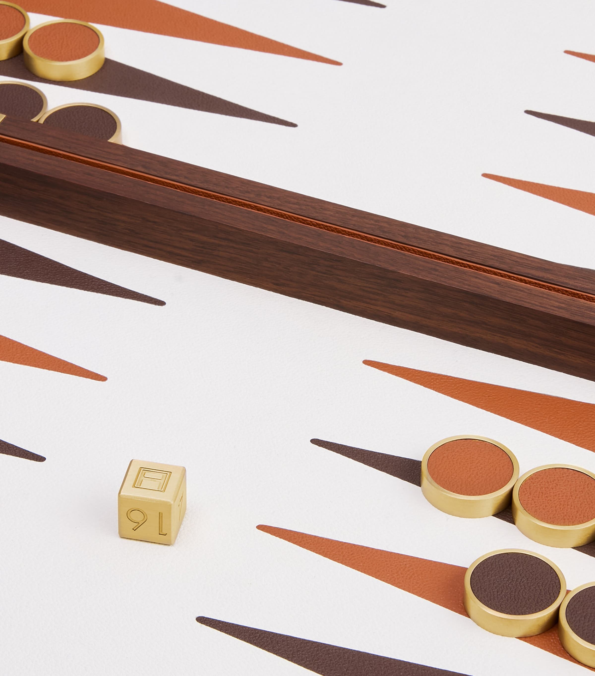 Assouline Leather Pebble Backgammon Set Camel Image 2