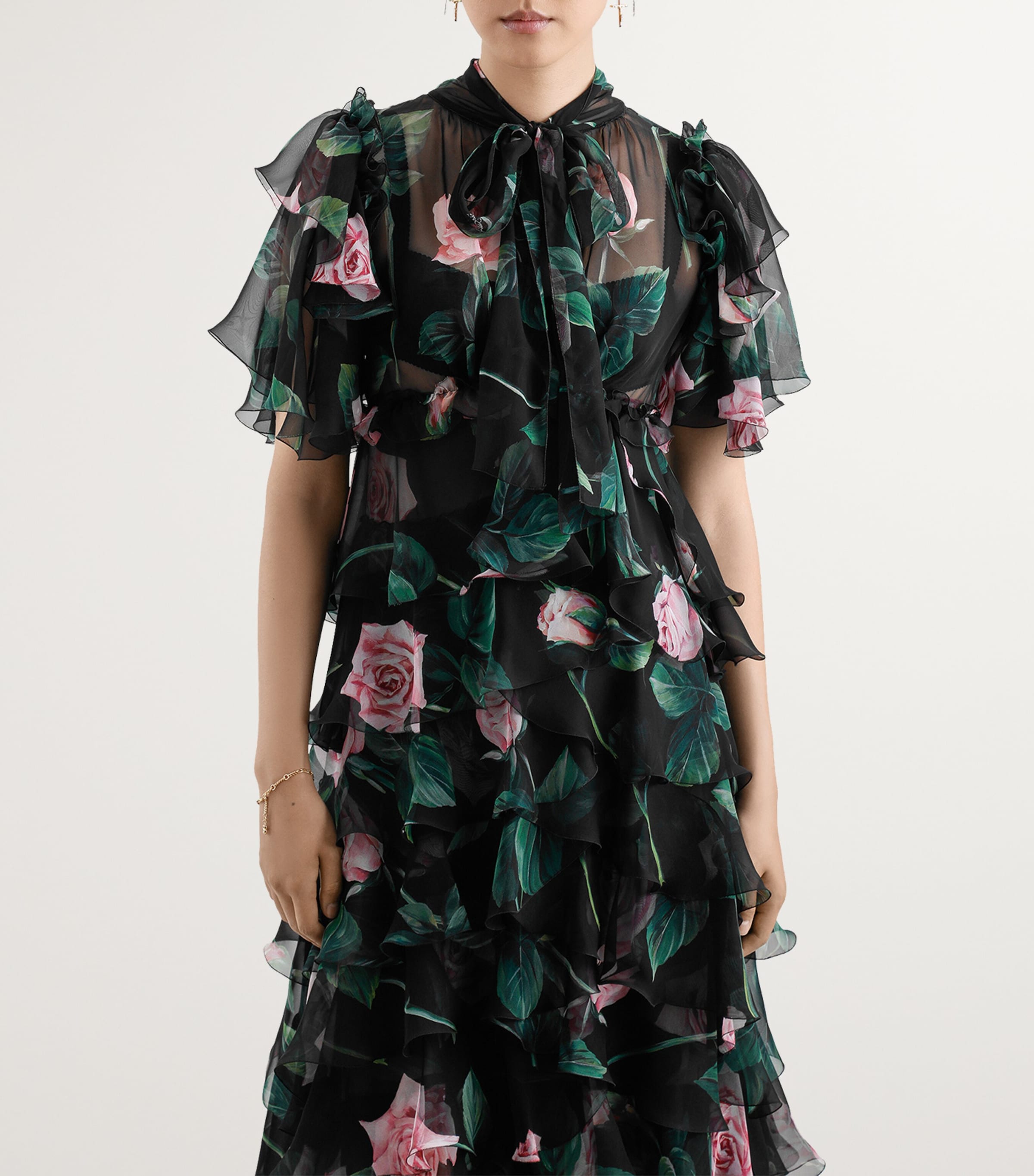 Silk Chiffon Tiered Dress HN5IZ-ROSE C/STELO F Image 3