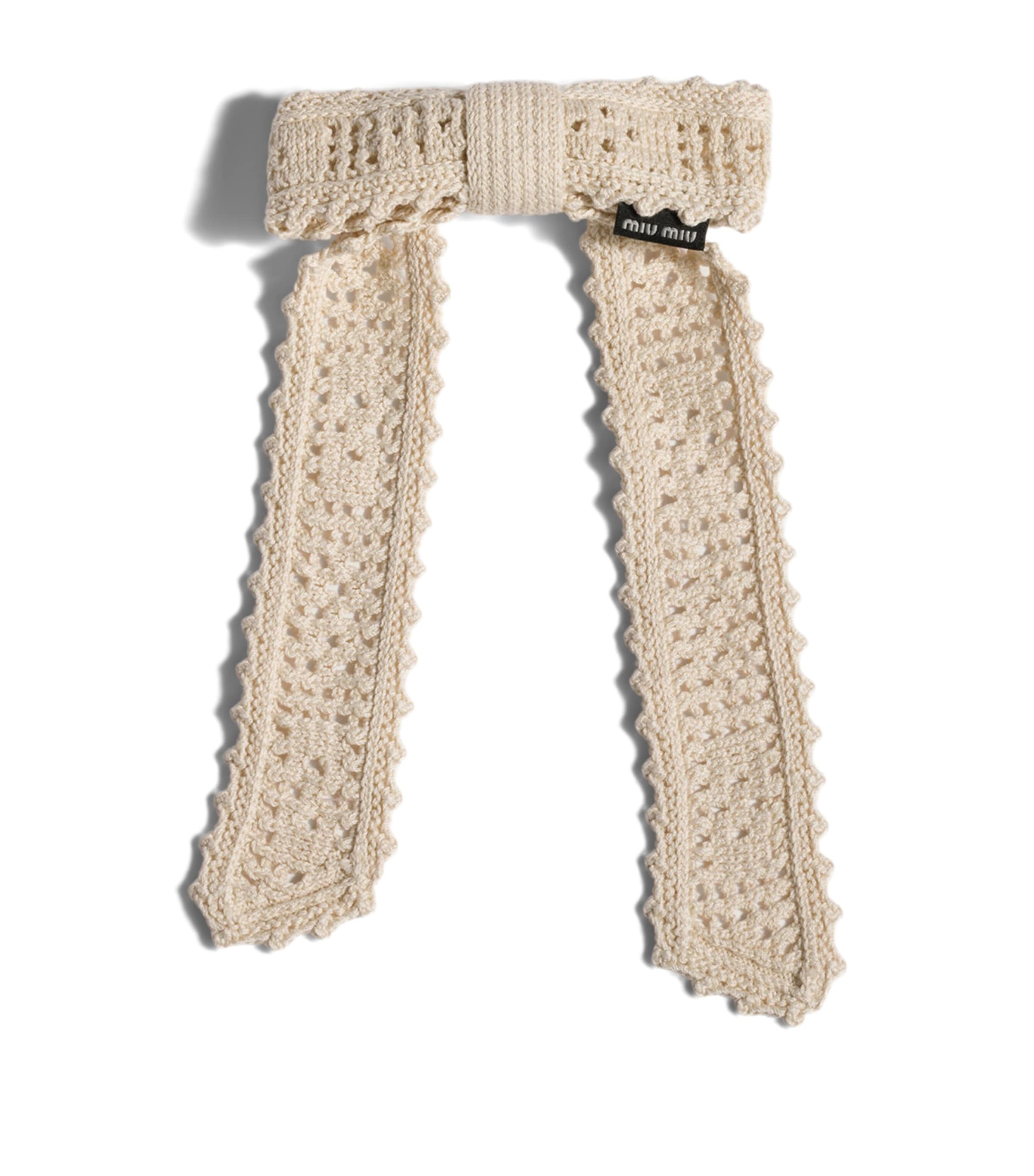 Miu Miu Crochet Bow Hair Clip Neutral Image 1