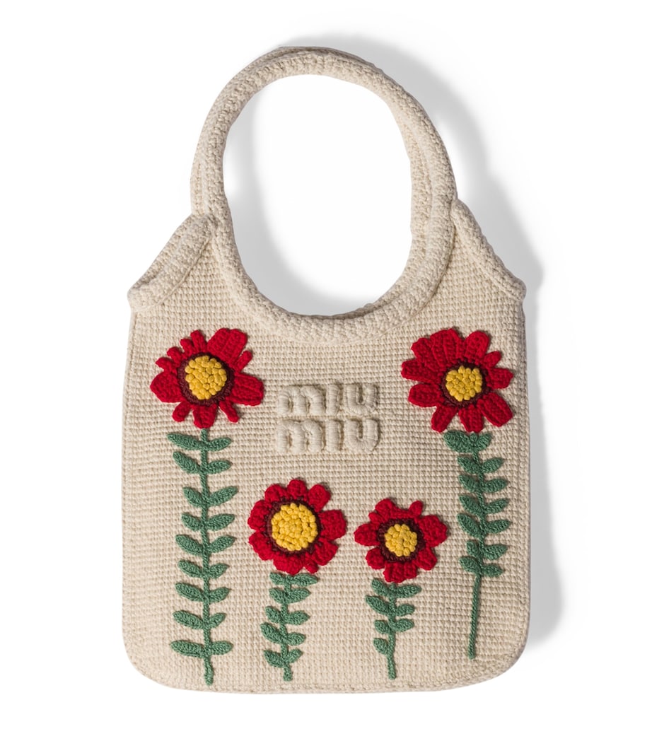 Miu Miu Crochet Ivy Tote Bag Neutral Image 1