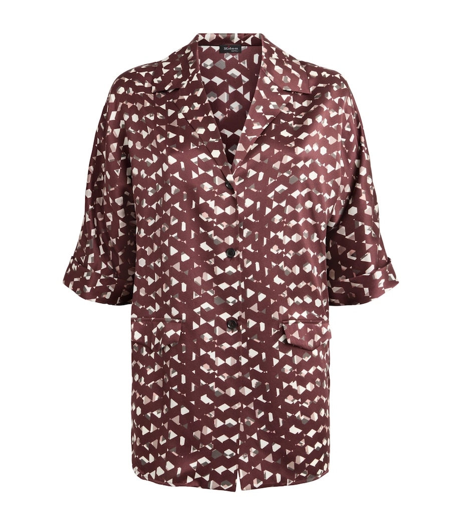 Kiton Womens Silk Printed Blouse Bordeaux Print Image 1