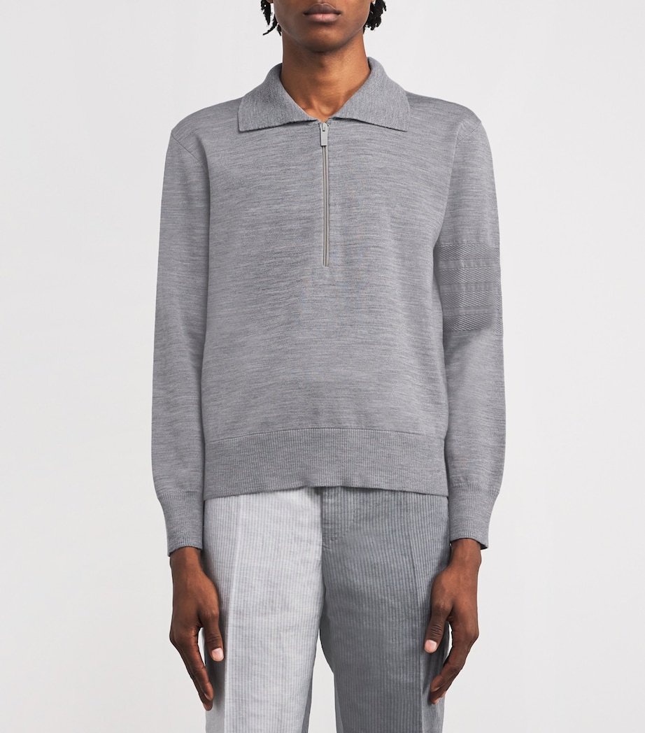Cotton Half-Zip Polo Shirt LT GREY Image 3