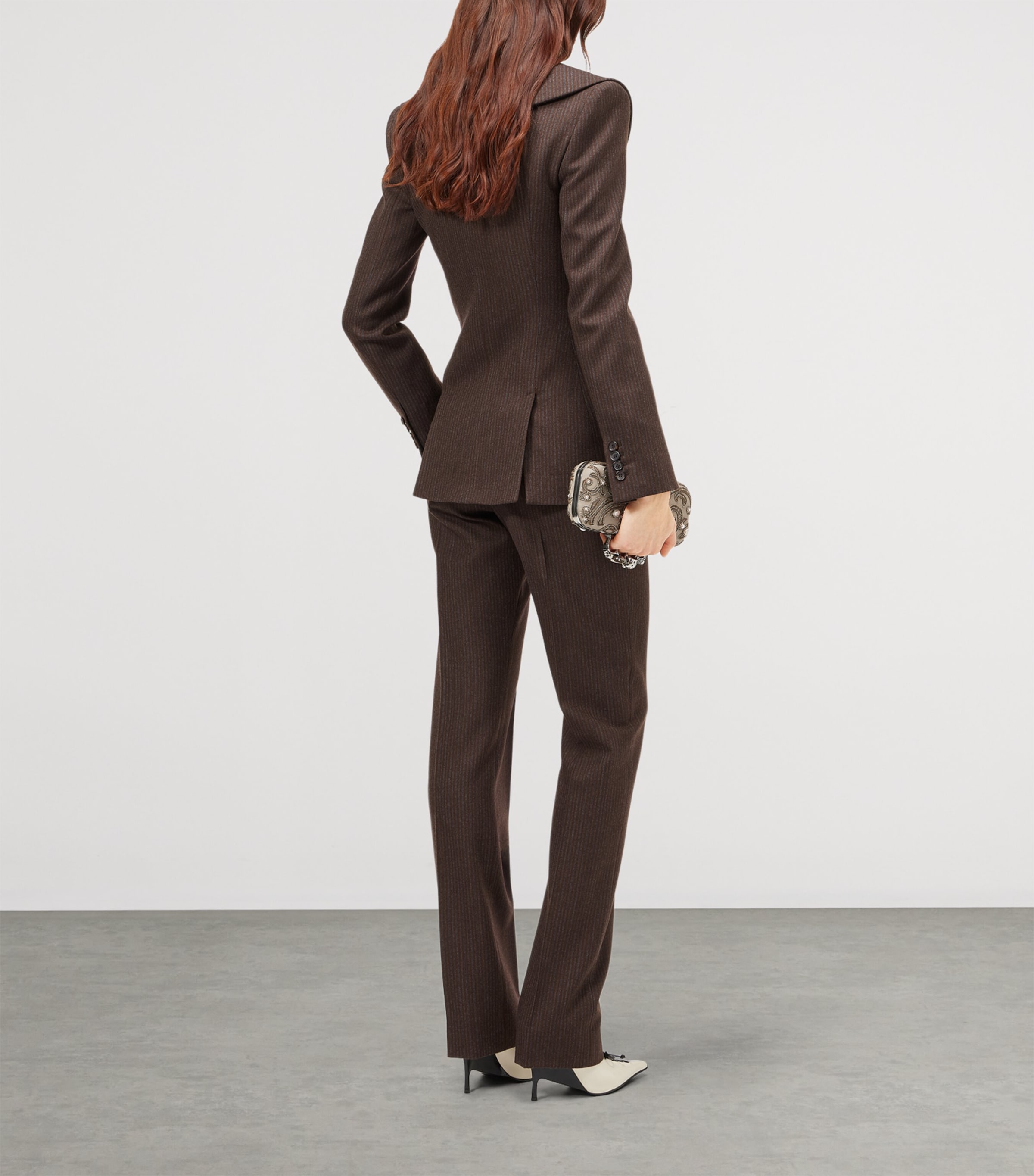 McQueen Womens Wool Pinstripe Double-Breasted Blazer Image 3