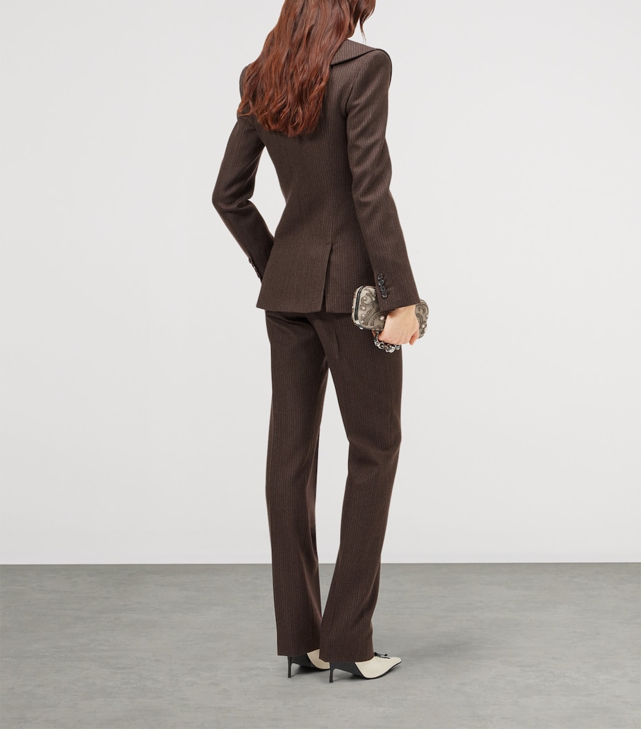 McQueen Womens Wool Pinstripe Double-Breasted Blazer Image 3