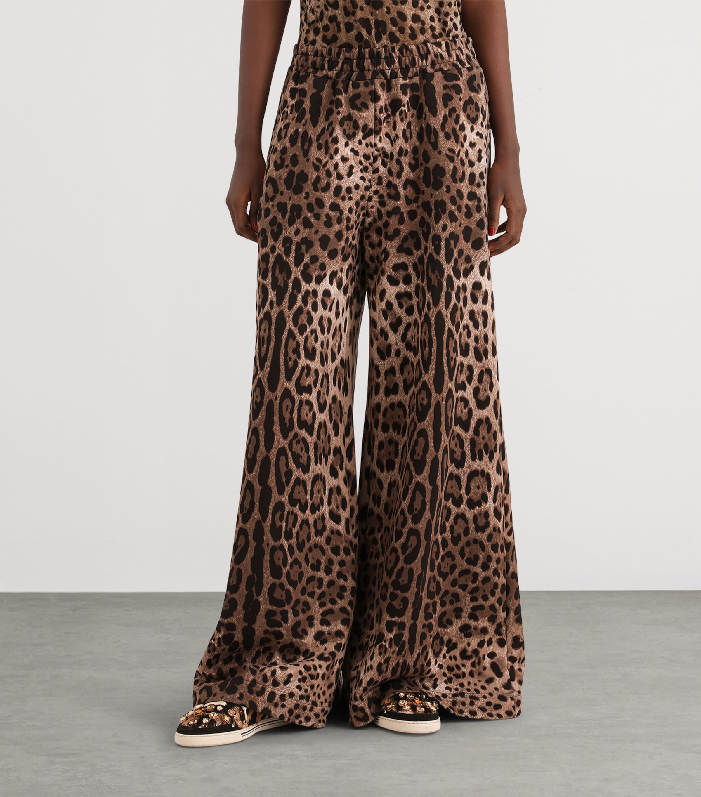 Dolce&Gabbana Womens Fleece Leopard Print Trousers Leo New Image 4