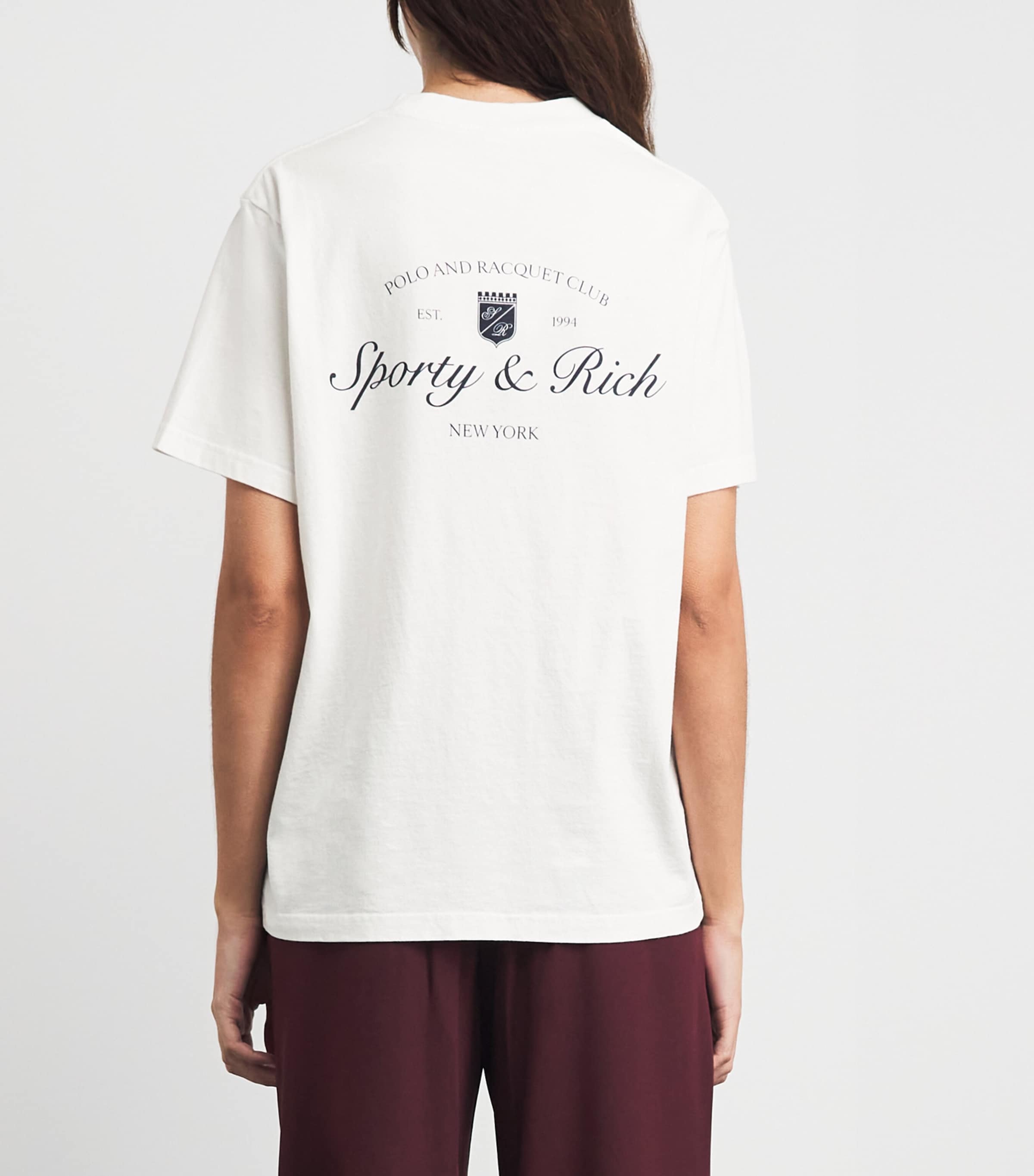 Sporty & Rich Womens Cotton Syracuse T-Shirt White Navy Image 5