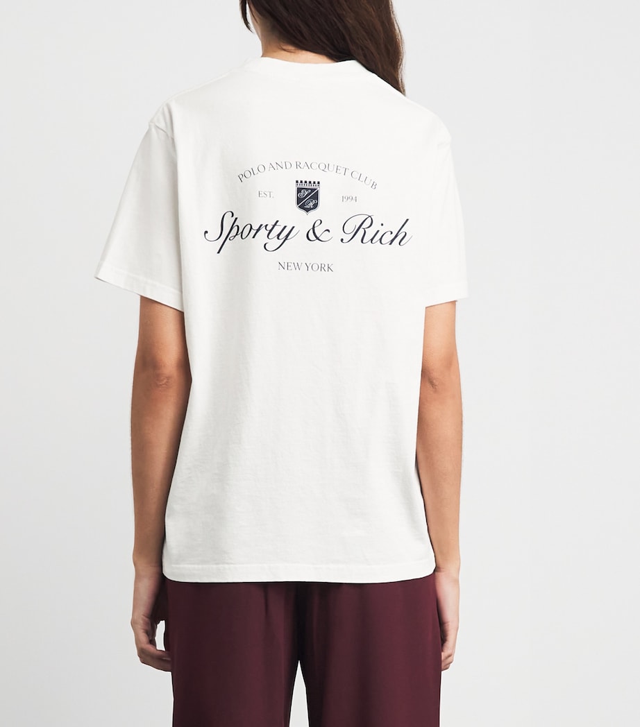 Sporty & Rich Womens Cotton Syracuse T-Shirt White Navy Image 5