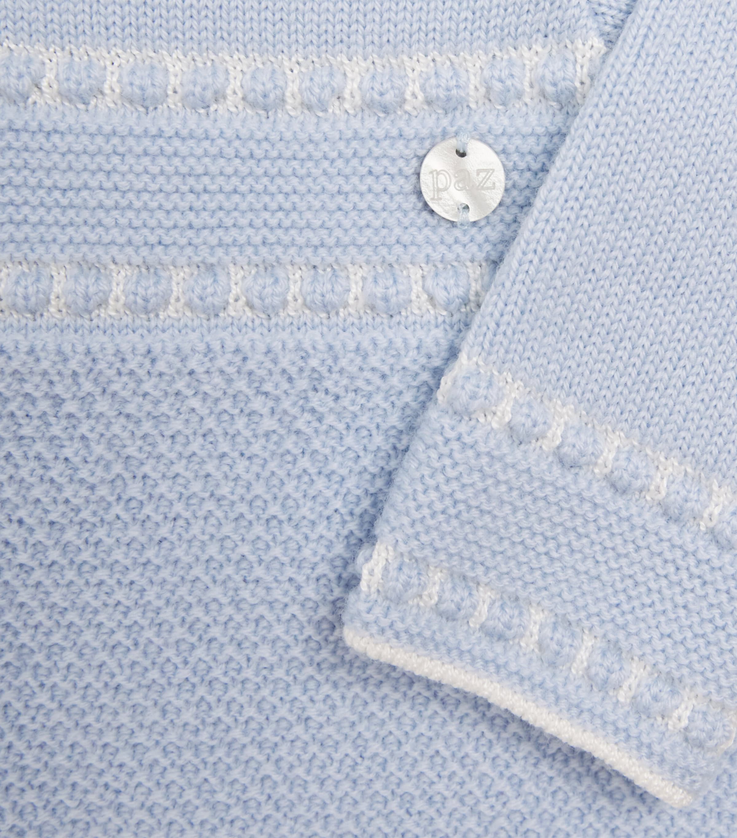 Paz Rodriguez Knitted All-In-One (0-12 Months) Light Blue/cream Image 3