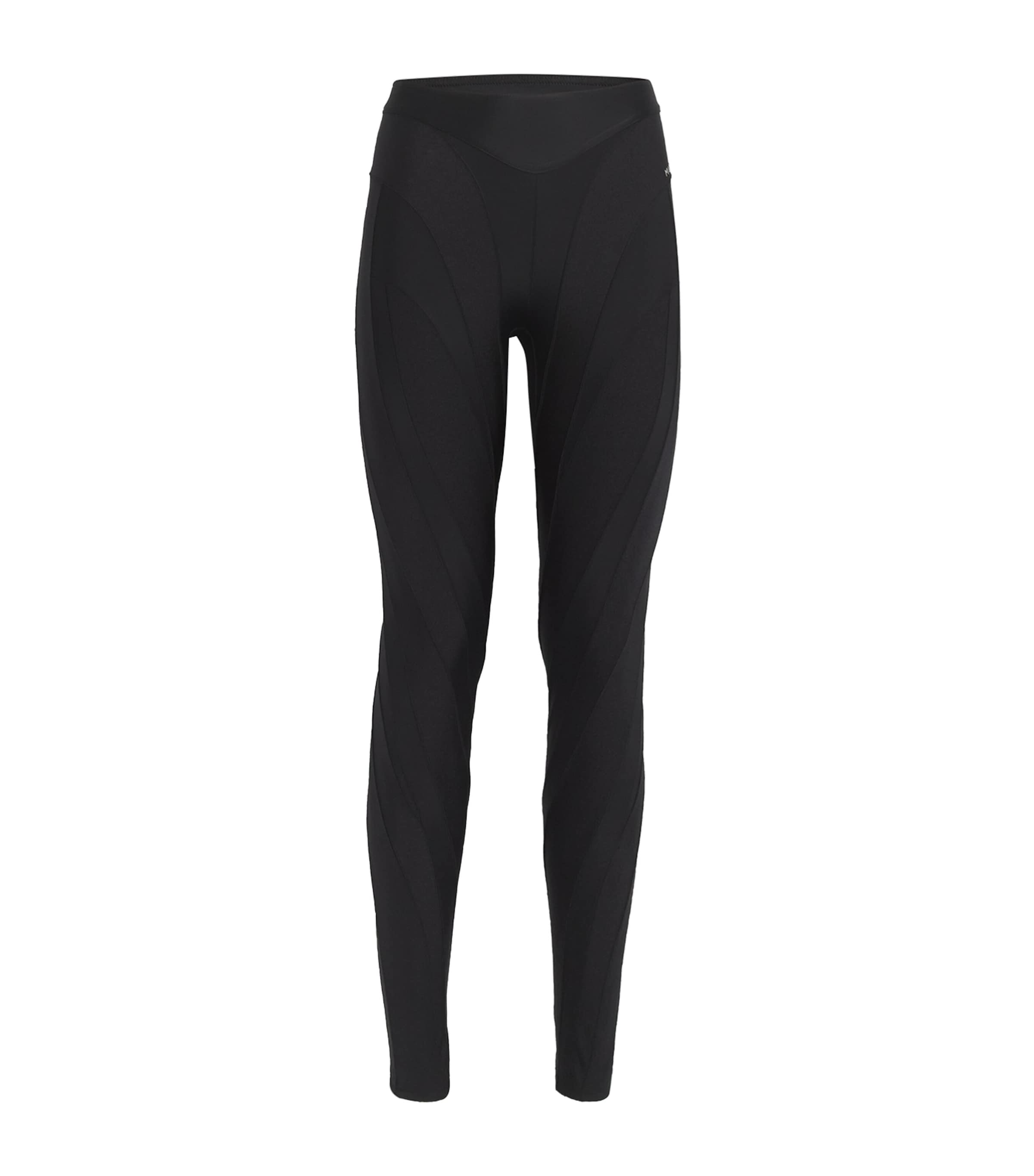 Shop Mugler Panelled Spiral Leggings In Black