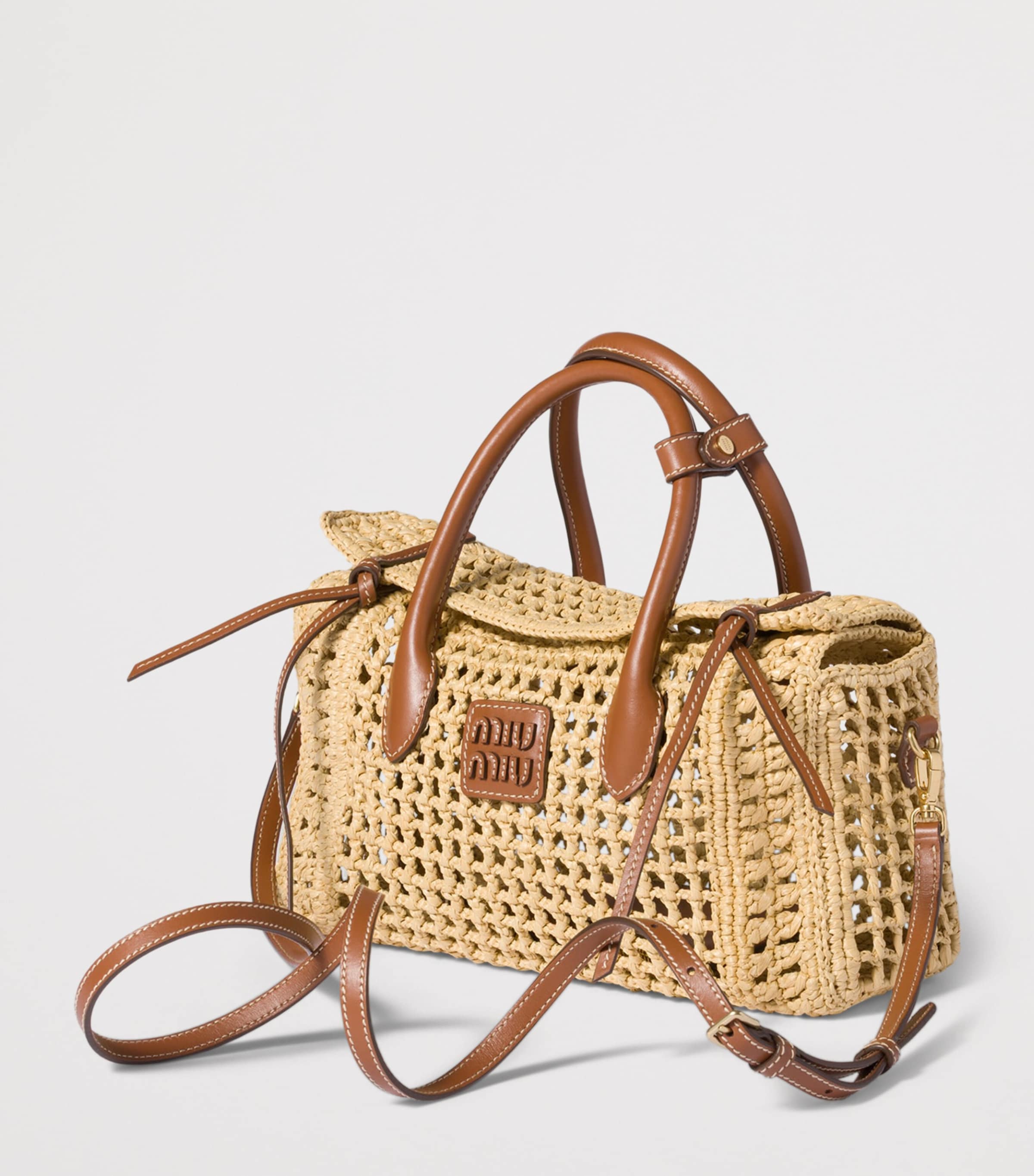 Miu Miu Raffia Top-Handle Bag Neutral Image 2