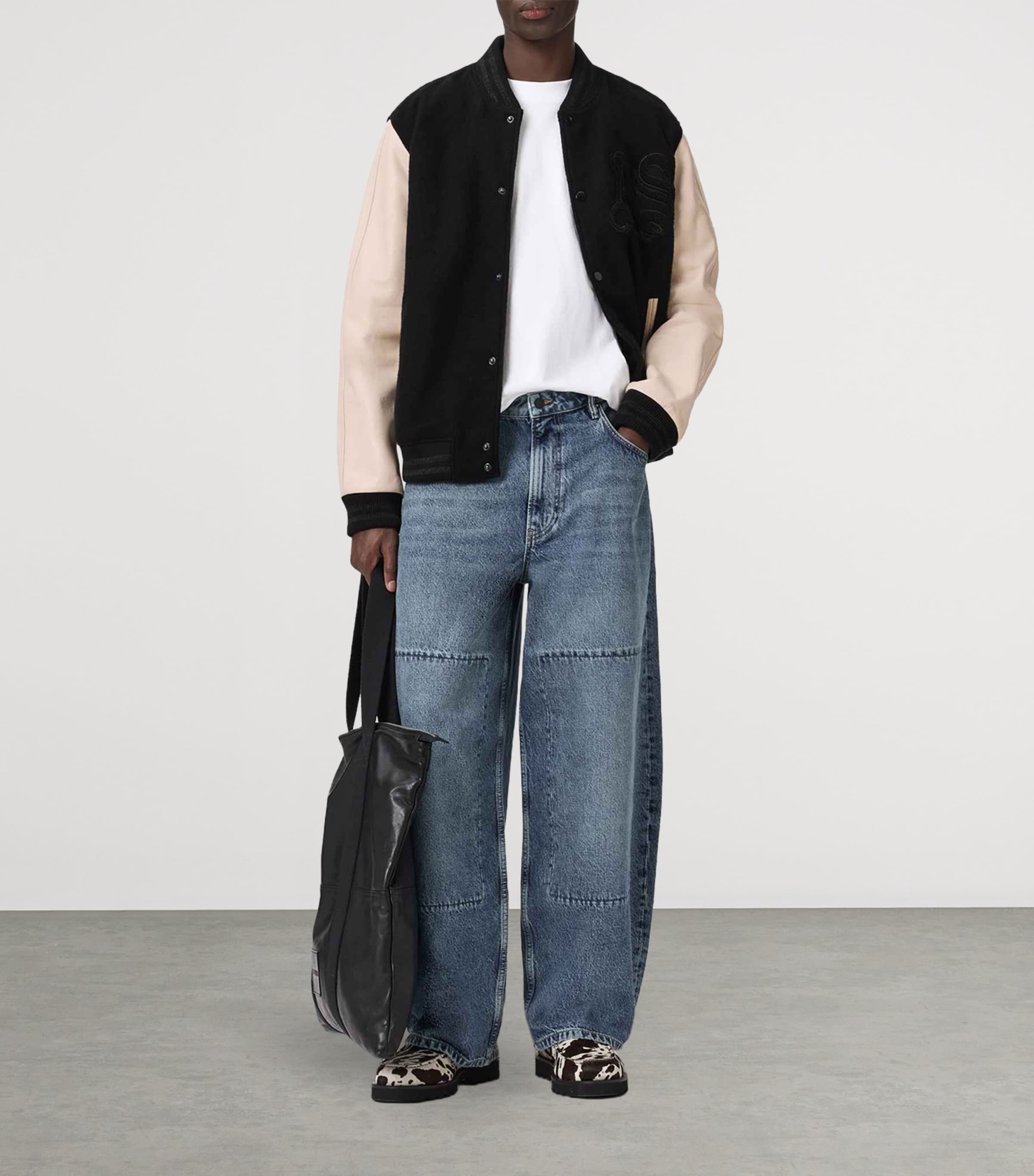 AllSaints Mens Holloway Bomber Jacket Black/white Image 7