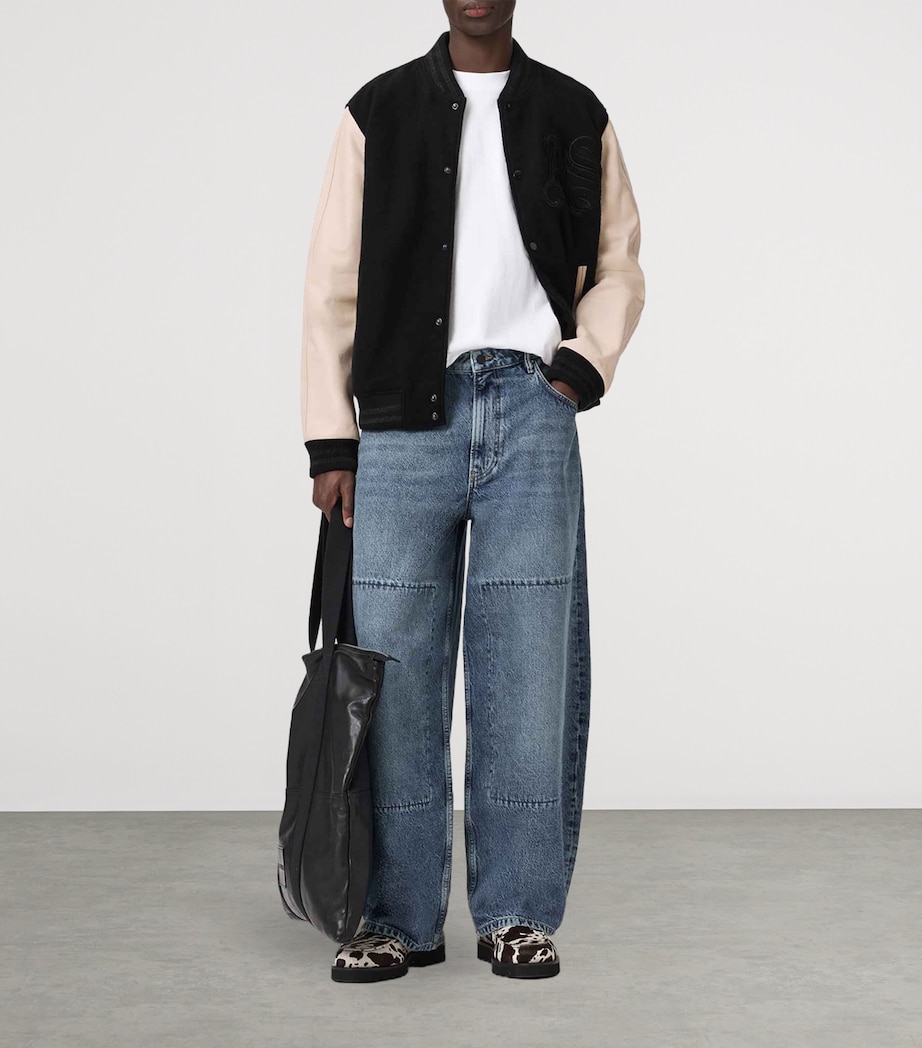 AllSaints Mens Holloway Bomber Jacket Black/white Image 7