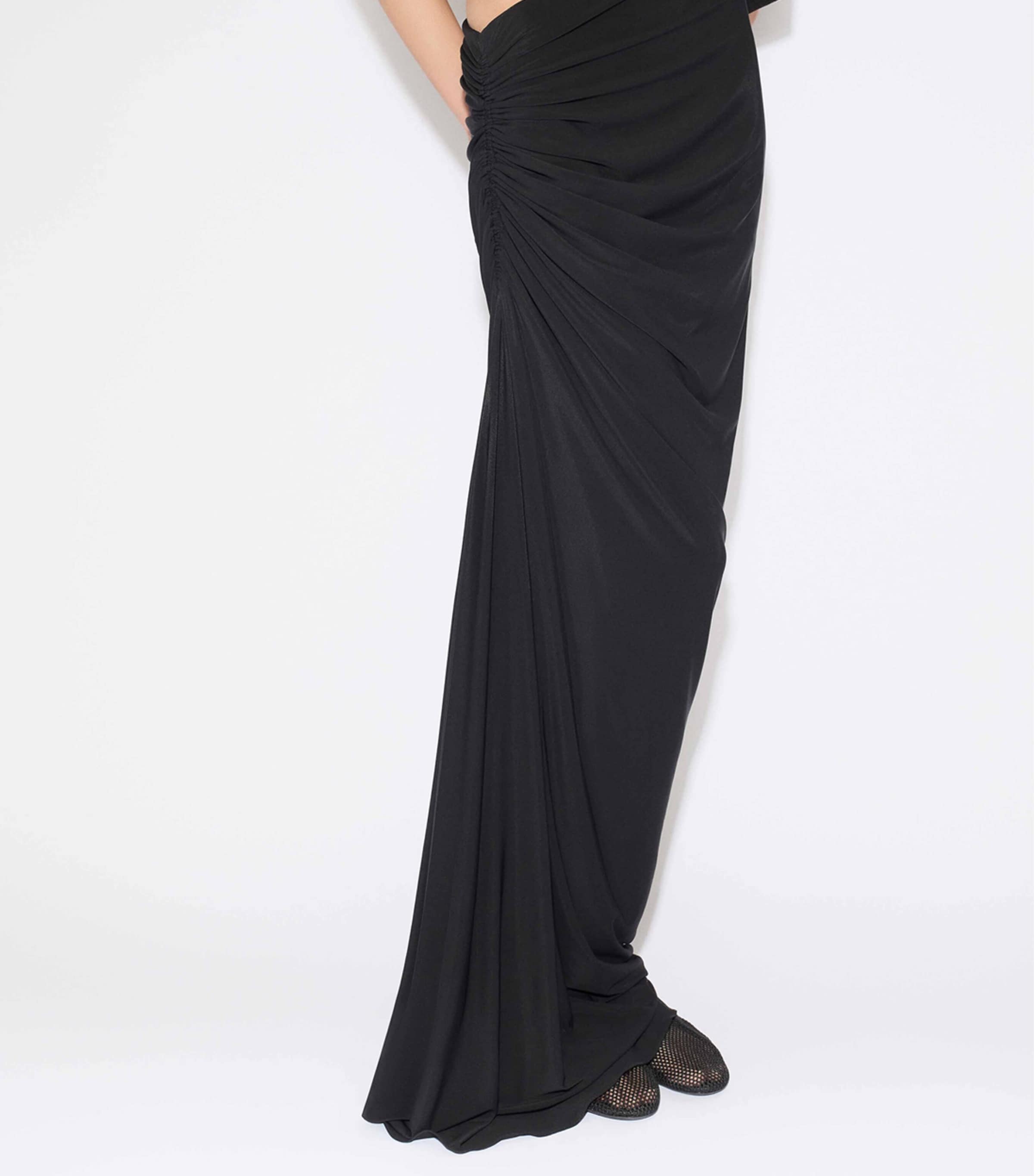 Gathered Asymmetric Maxi Skirt NOIR ALAIA Image 5