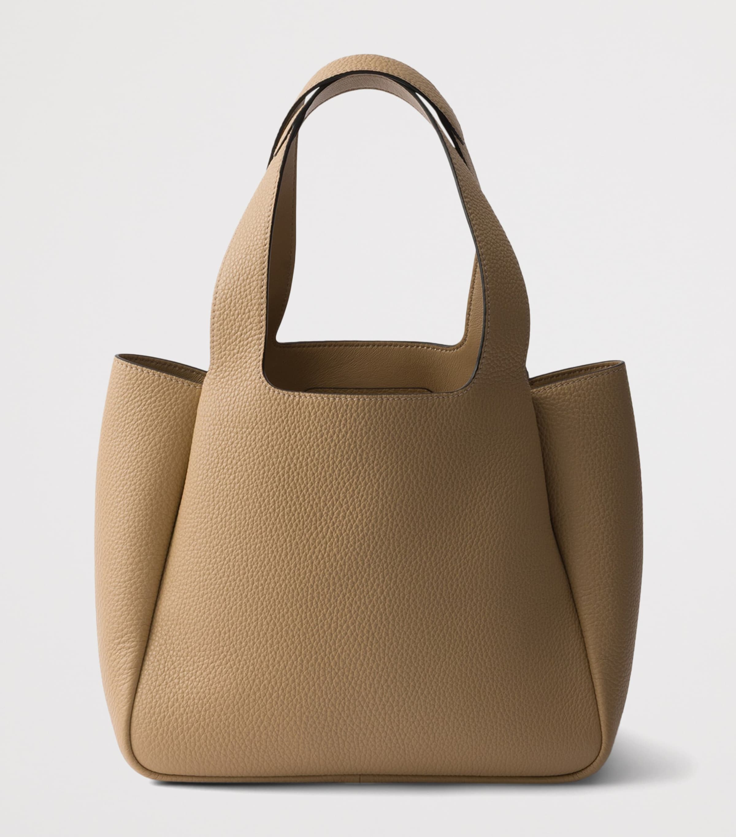 Prada Small Leather Tote Bag Neutral Image 5