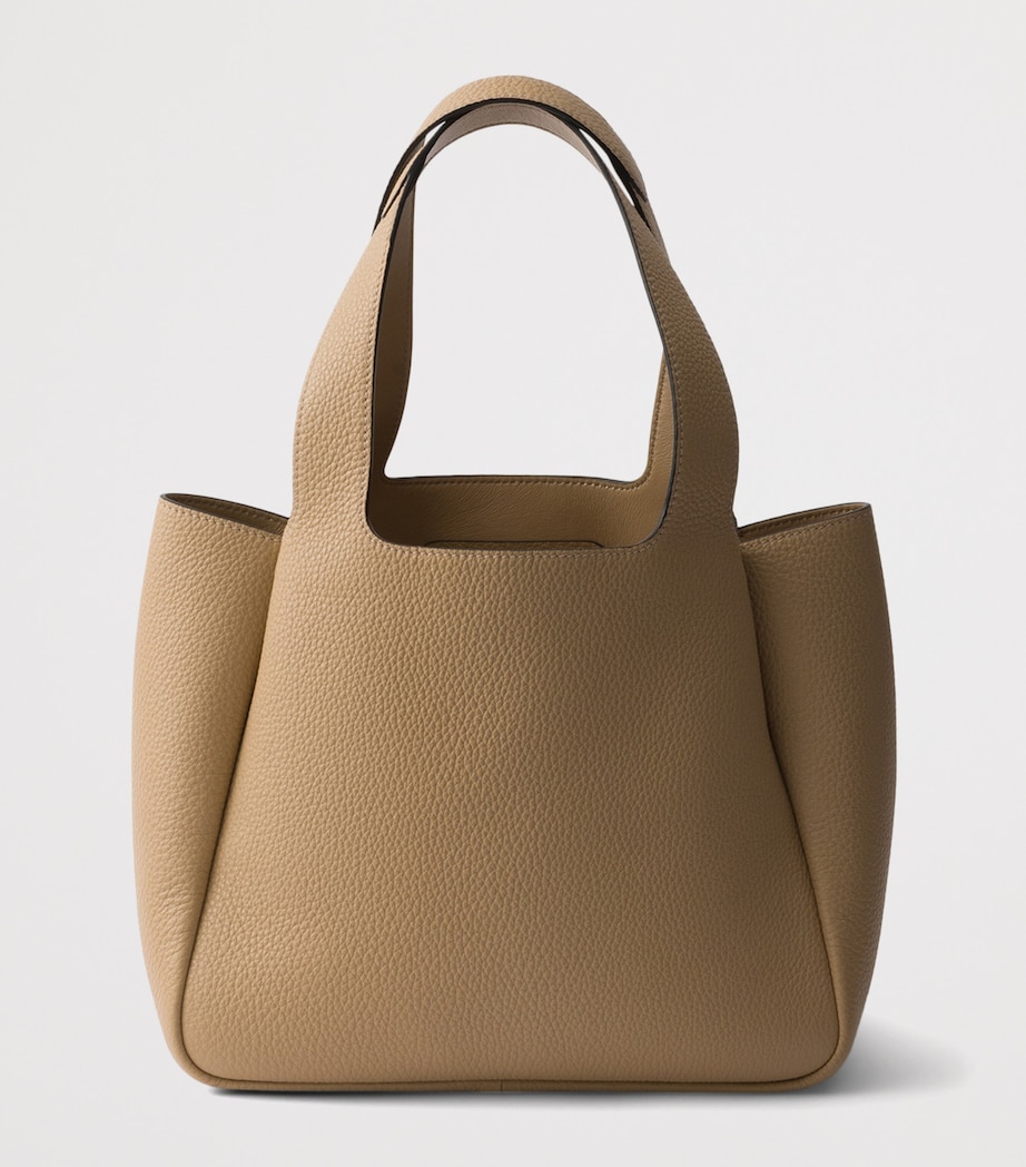 Prada Small Leather Tote Bag Neutral Image 5