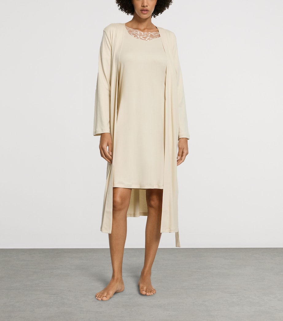Hanro Womens Cotton Belen Robe Summer Sand Image 4