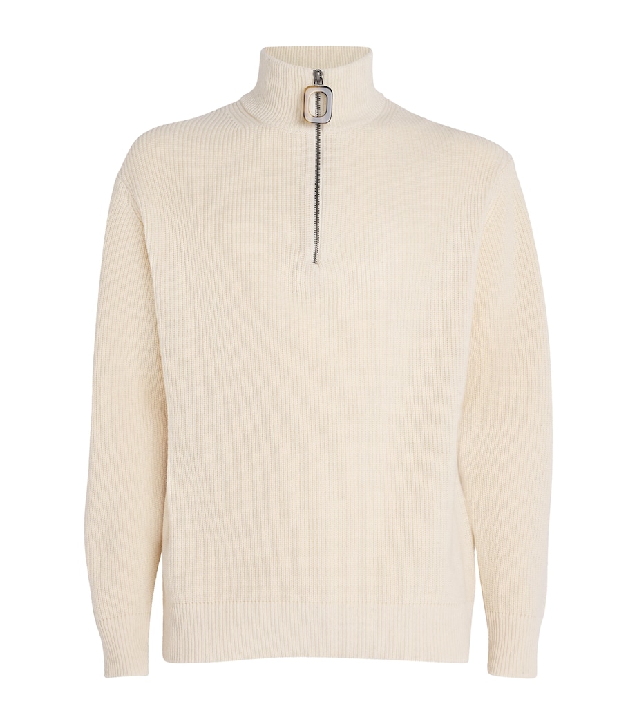 Wool-Cotton Anchor-Zip Sweater IVORY 006 Image 1