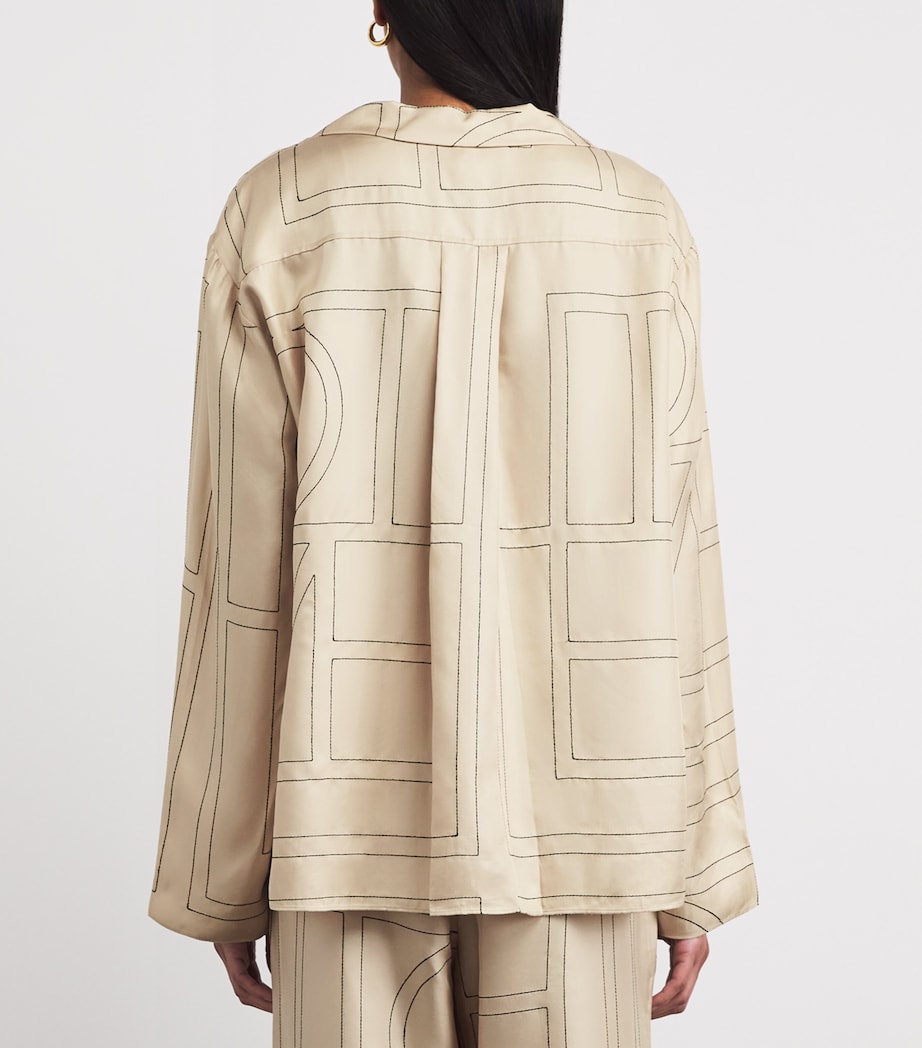 Toteme Womens Silk Embroidered-Monogram Shirt Ivory Monogram Image 5