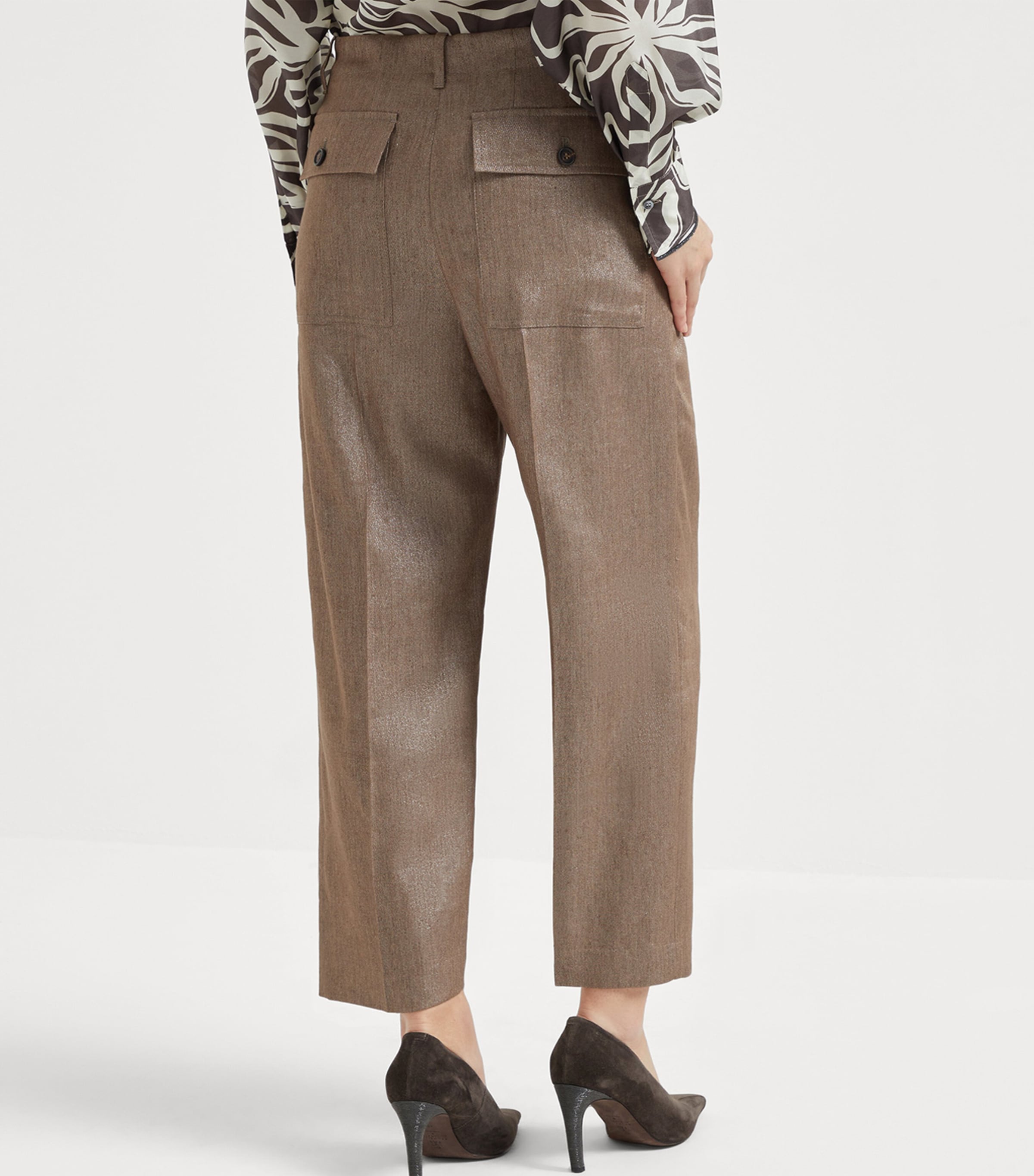 Linen-Blend Sparkling Chino Trousers C004 Image 4