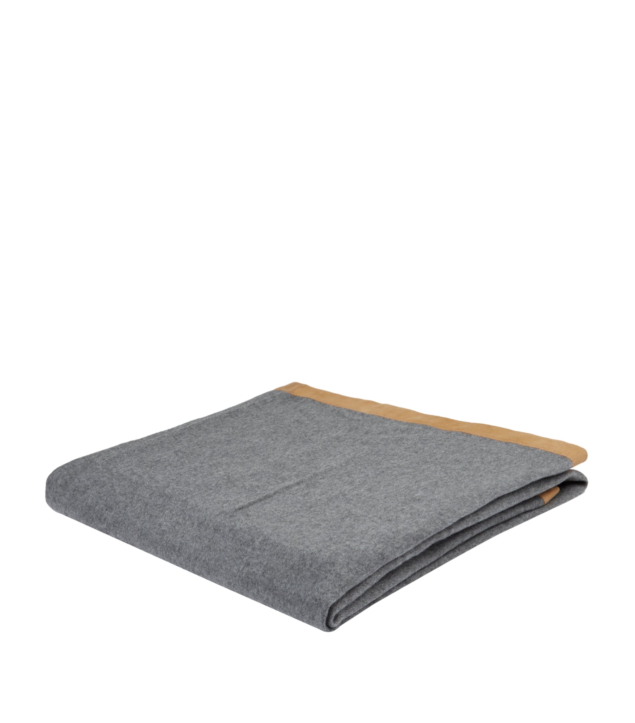 Shop Frette Suede-trim Cashmere Throw In Grey