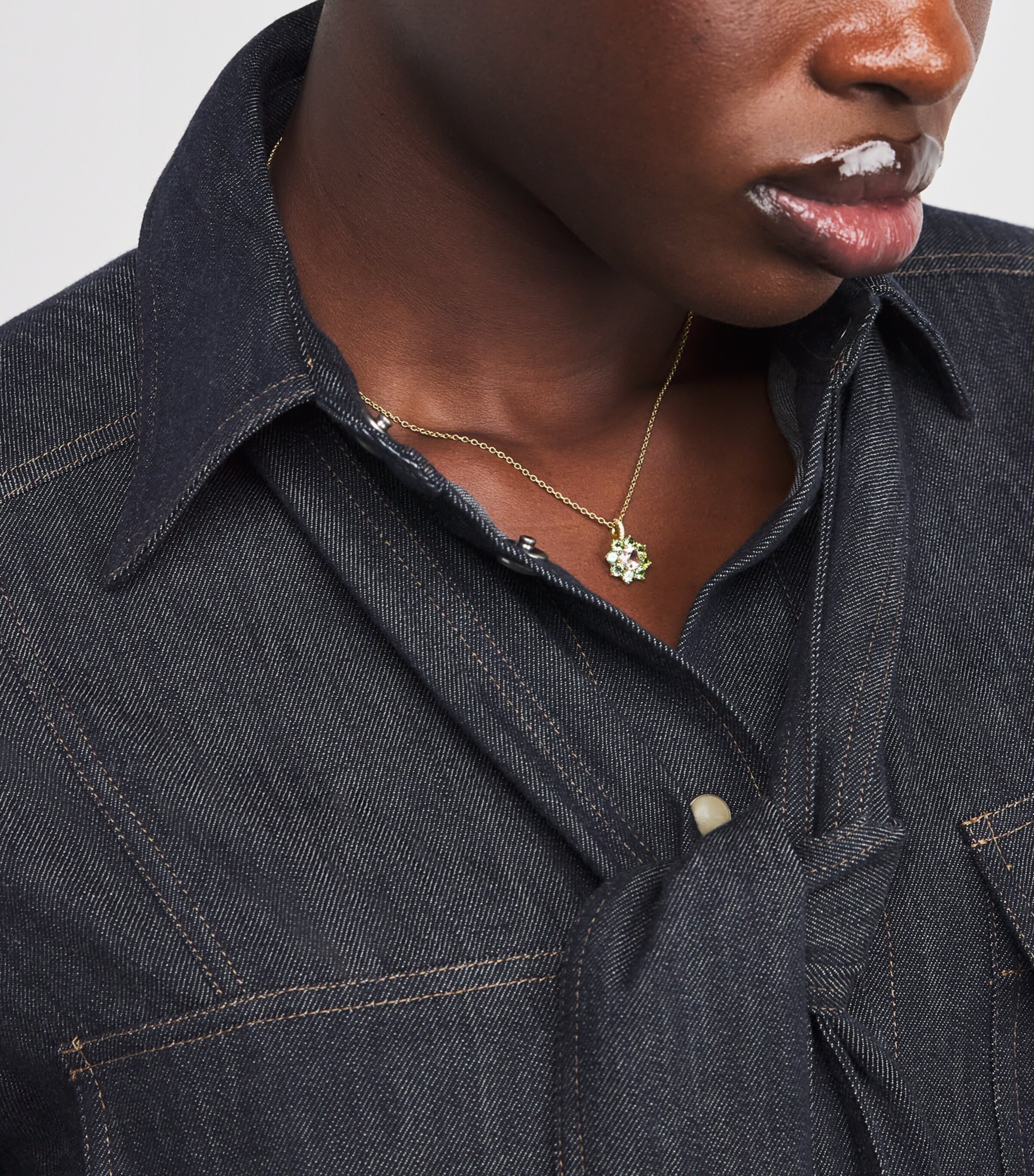 Yellow Gold and Tourmaline Flower Necklace YELLOW GOLD Image 2