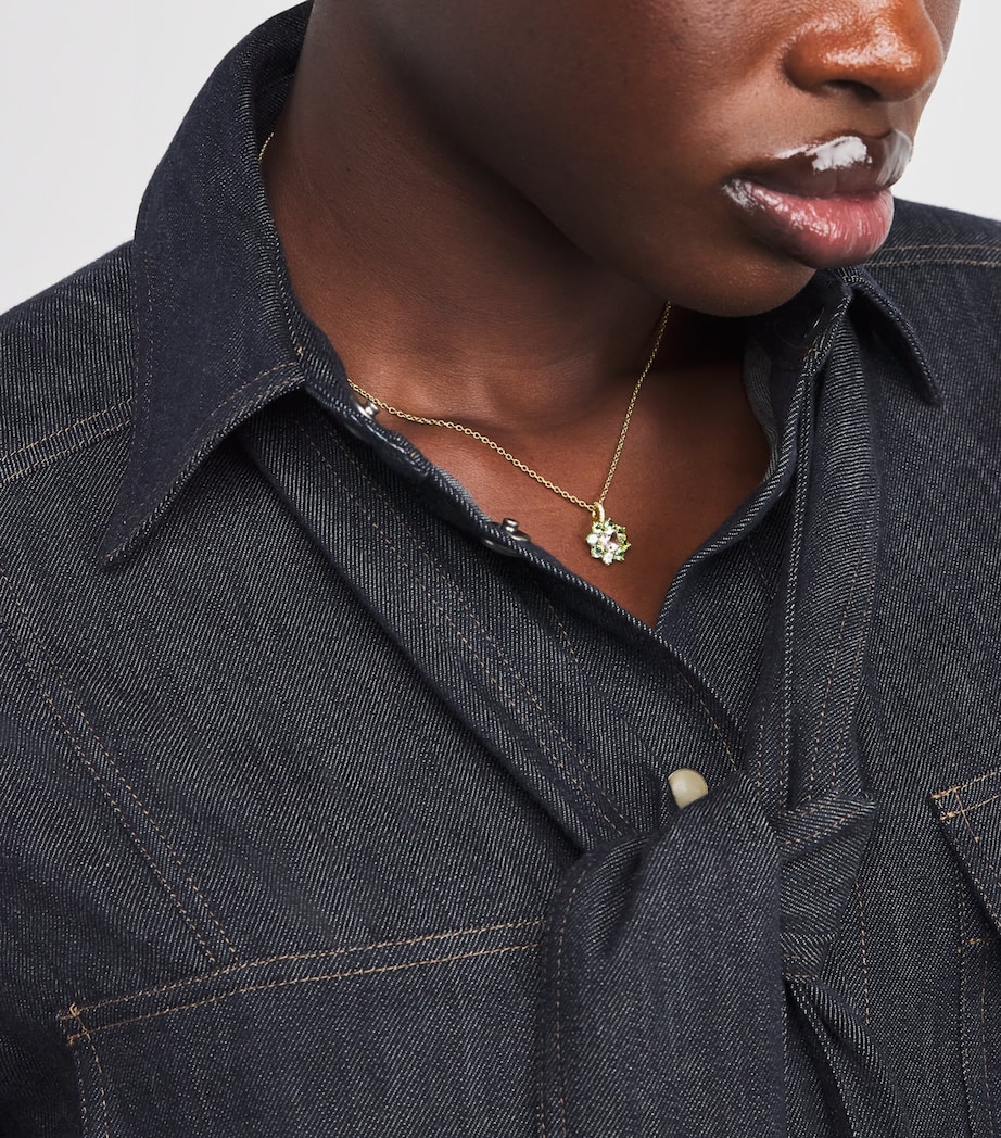 Yellow Gold and Tourmaline Flower Necklace YELLOW GOLD Image 2