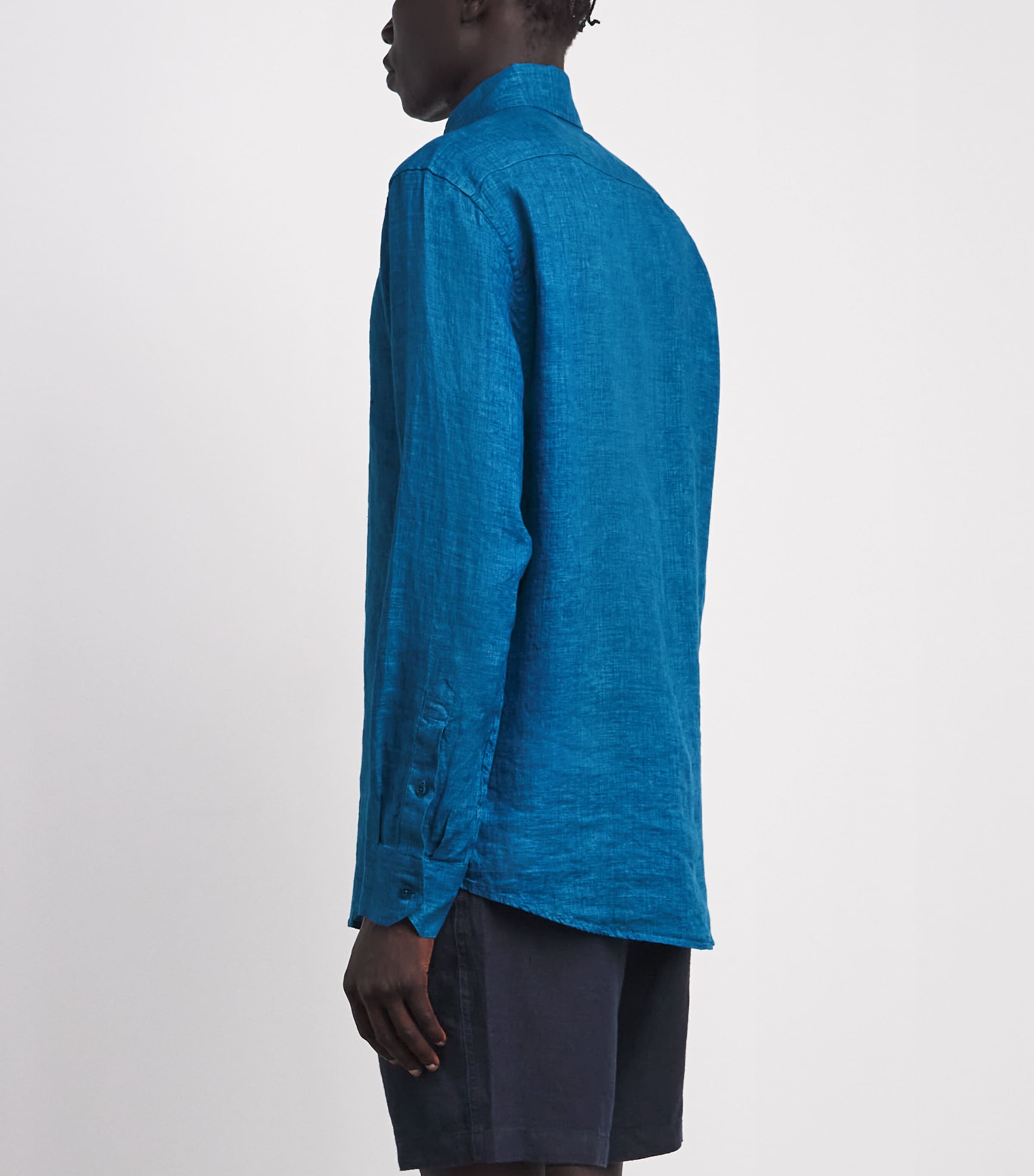 Frescobol Carioca Mens Linen Antonio Shirt Teal Image 5