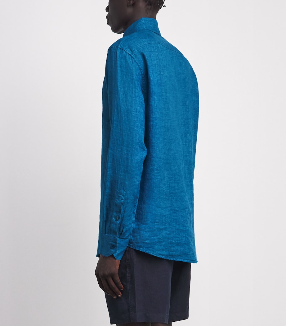 Frescobol Carioca Mens Linen Antonio Shirt Teal Image 5