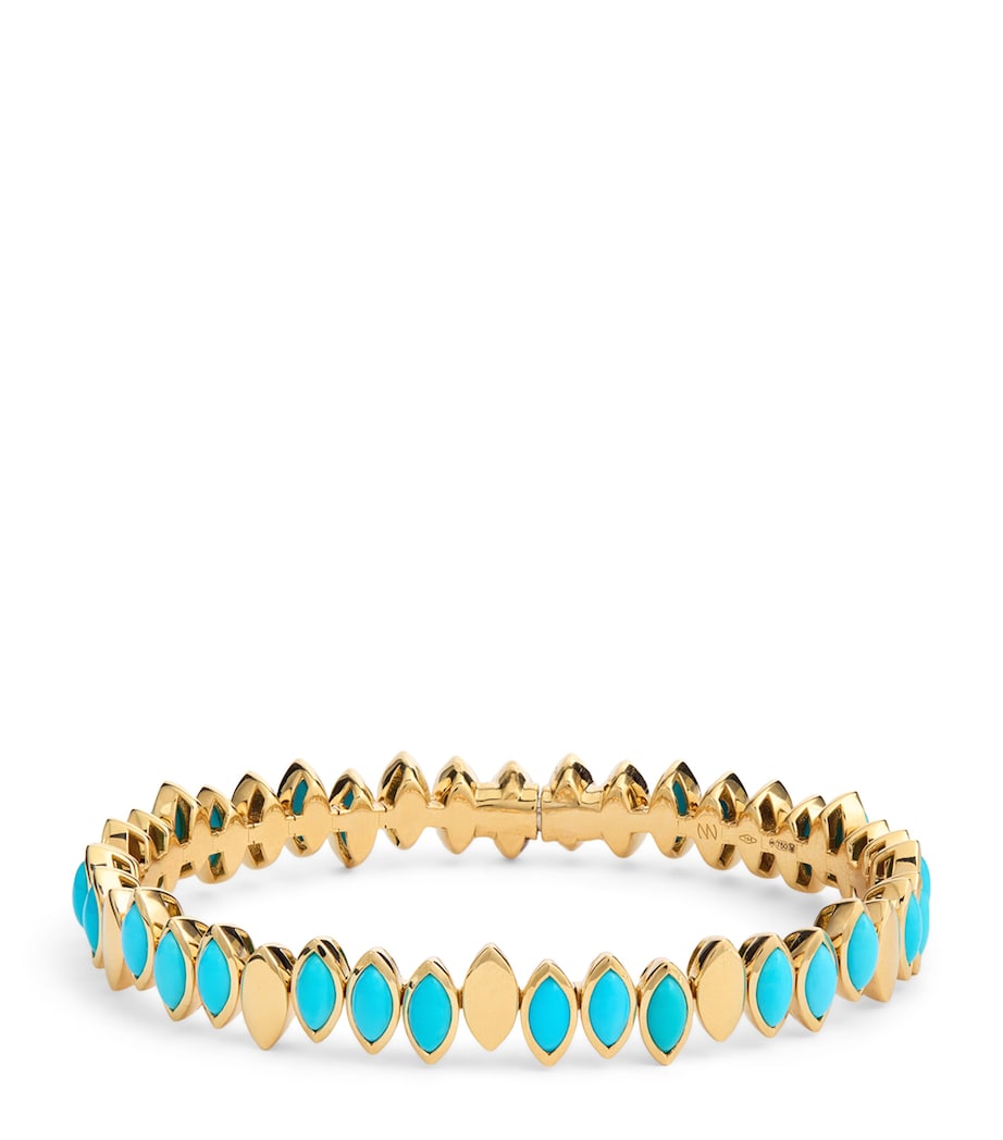 Yellow Gold and Turquoise Navette Bangle YELLOW GOLD Image 1
