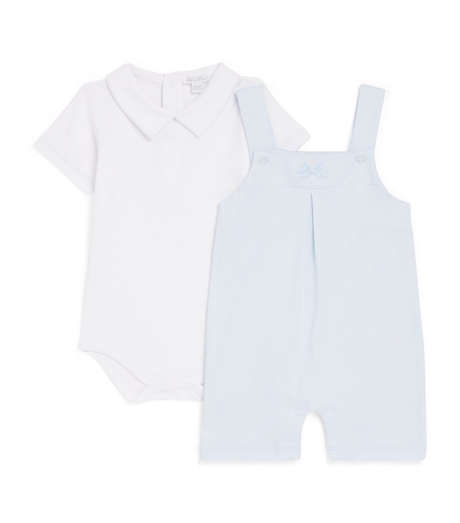Kissy Kissy Pima Cotton Bodysuit and Dungarees Set (0-24 Months) Blue/whit Image 1