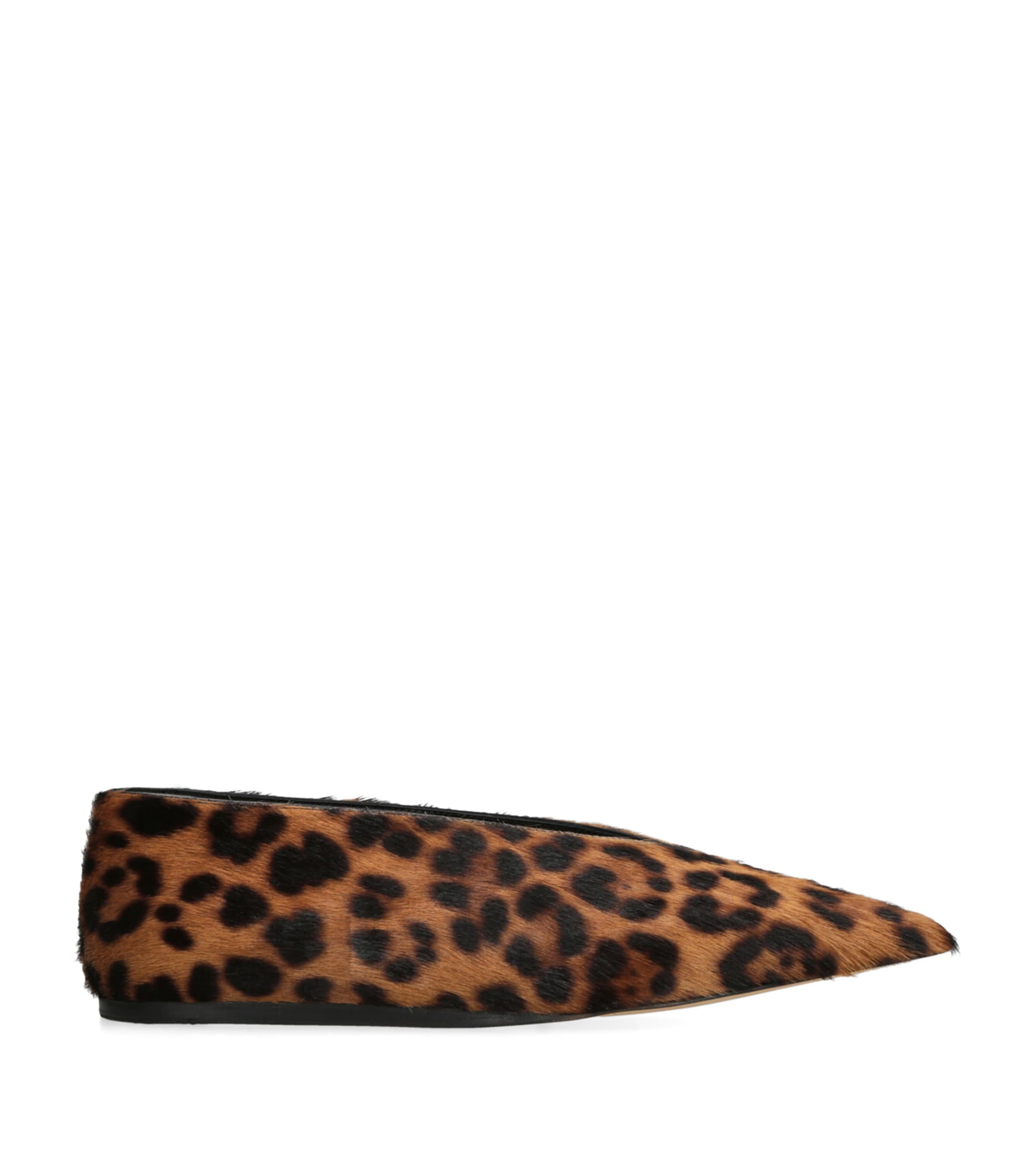 LE MONDE BERYL CALF HAIR LEOPARD PRINT BABOUCHE FLATS