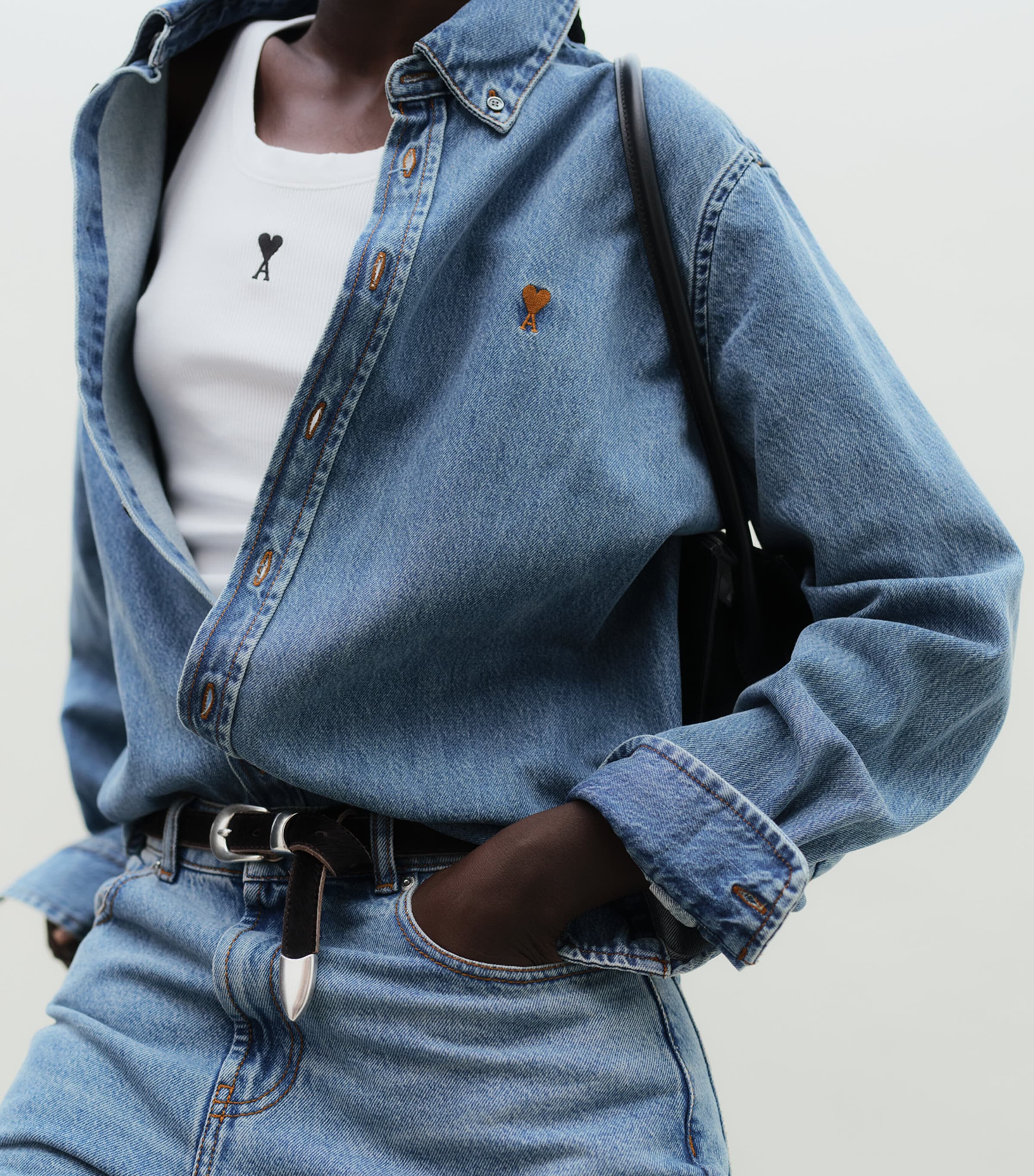 AMI Paris Womens Ami de Coeur Denim Shirt Bleu Used Image 4