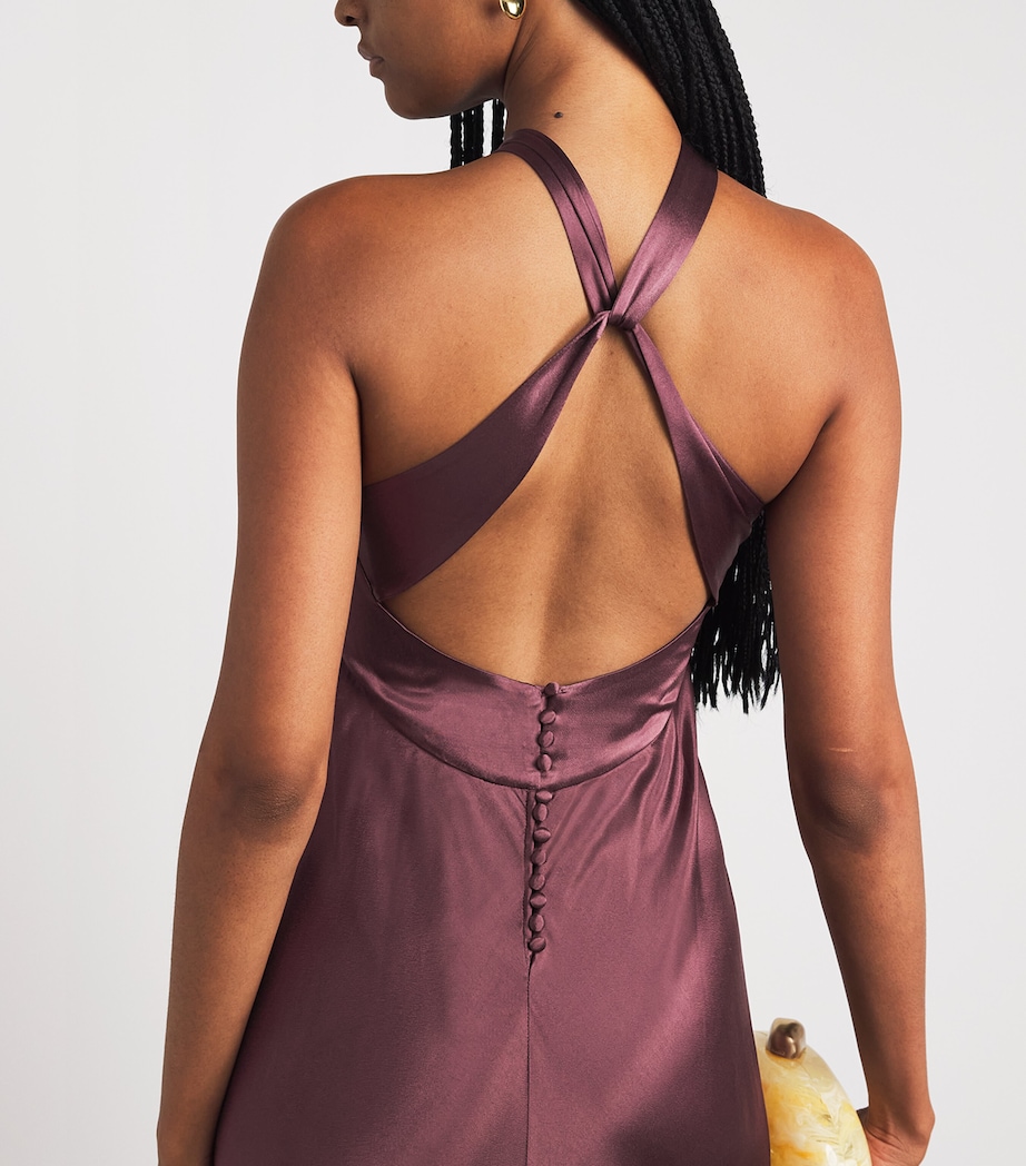 Rixo Womens Satin Losanna Maxi Dress Wine Image 5