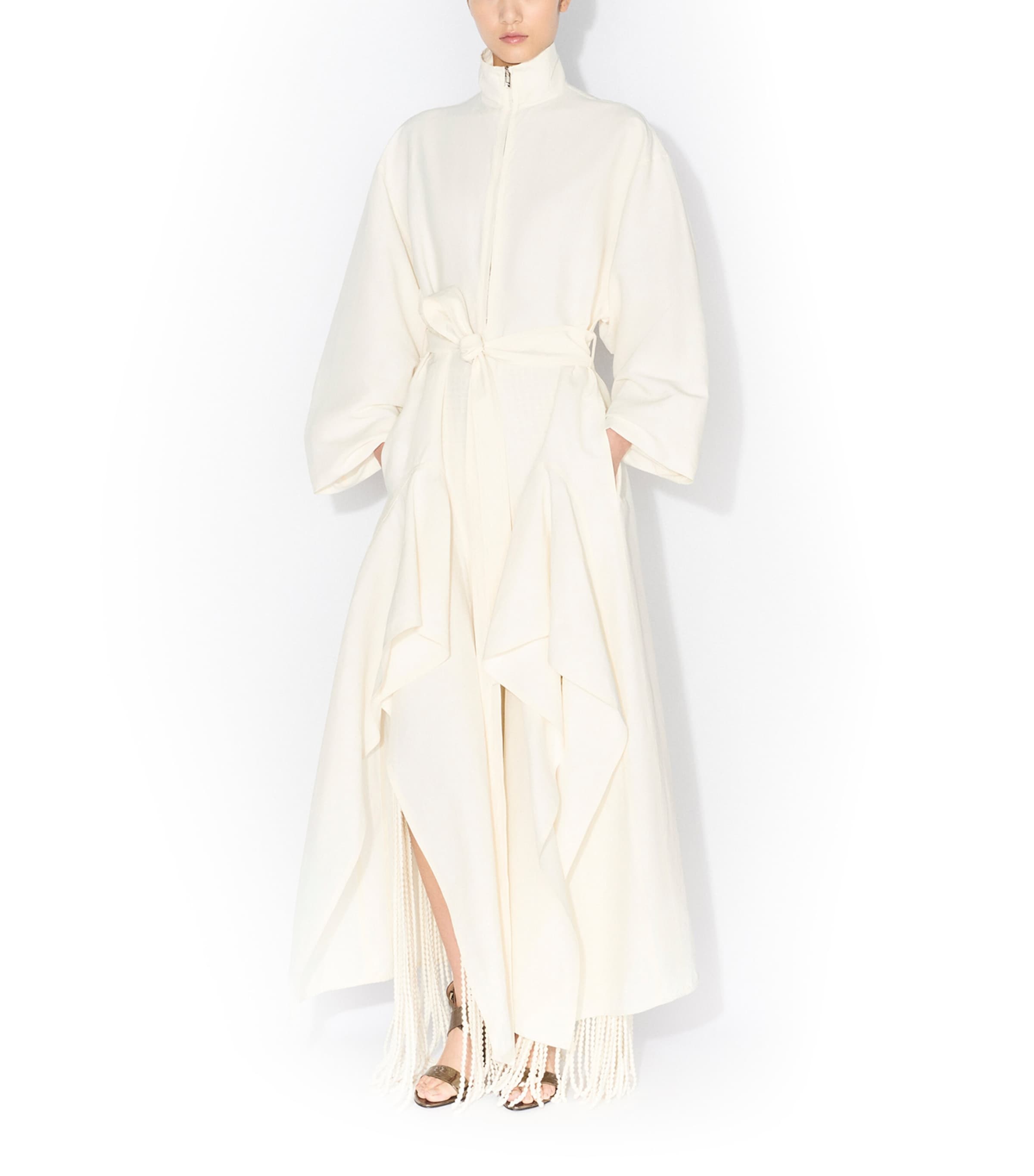 Alaïa Womens 3D Knit Fringe Trousers Blanc Naturel Image 2
