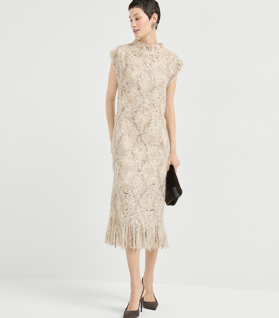 Mohair-Blend Embellished Midi Dress CZD64 Image 2