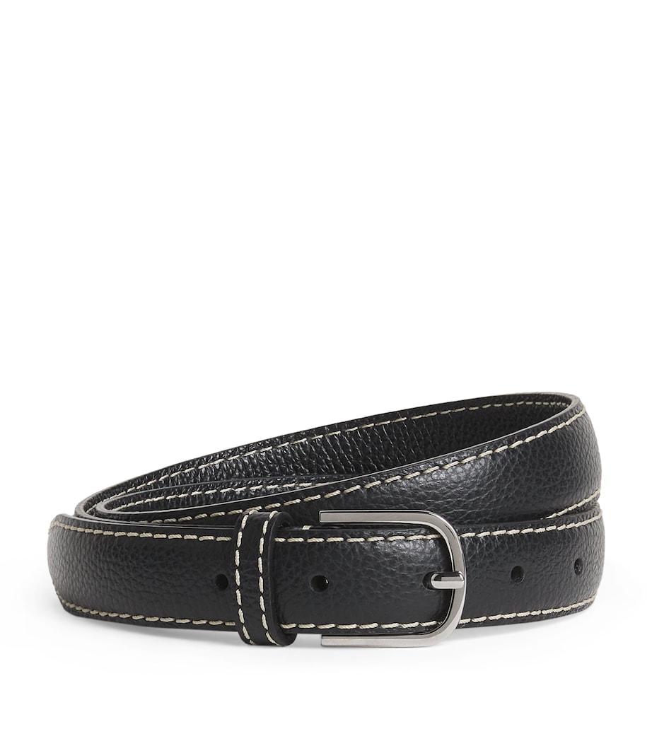 Toteme Leather Topstitched Belt Black Image 1