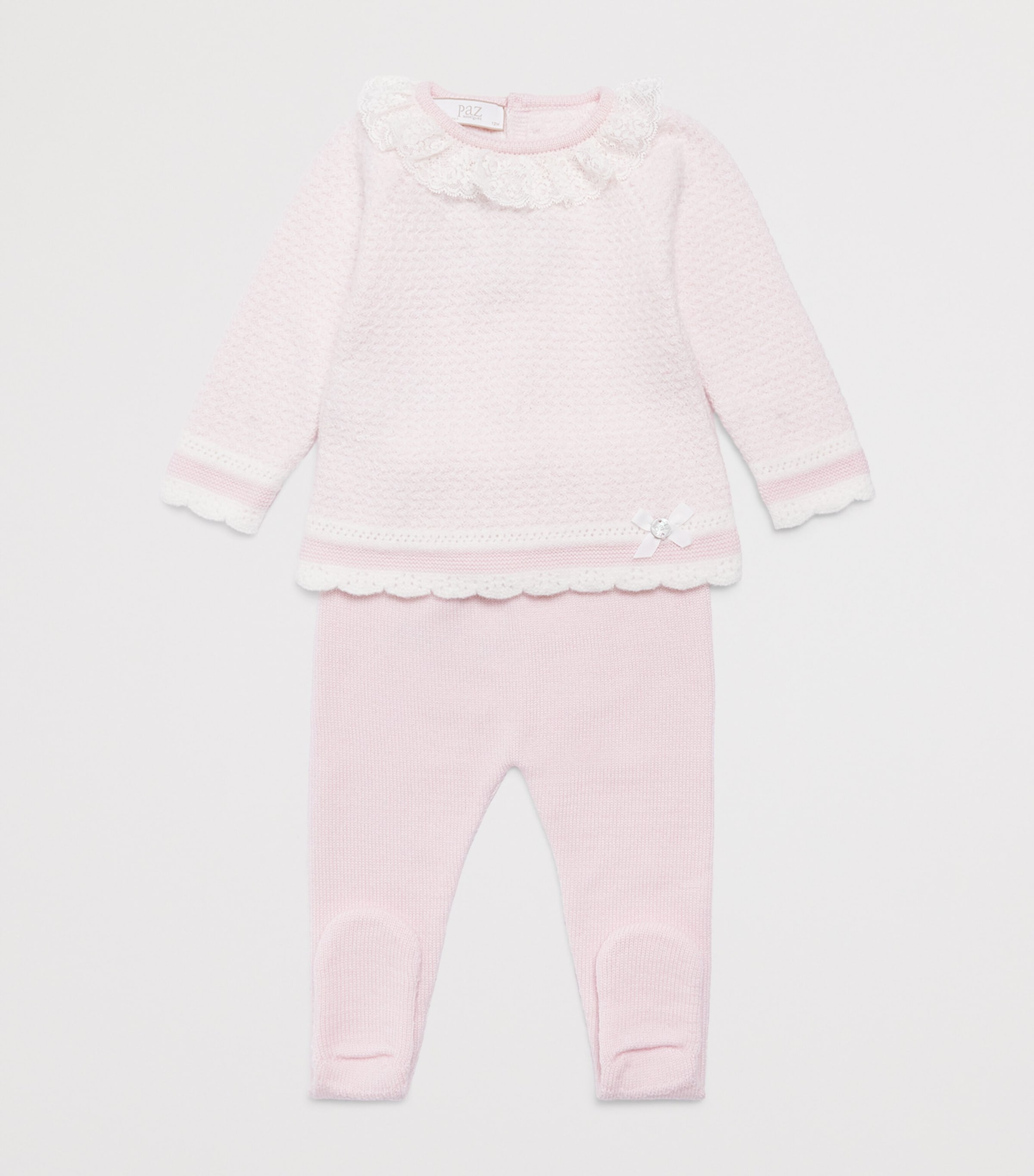 Paz Rodriguez Cotton Sweater and Leggings Set (3-12 Months) Light Pink/cream Image 3