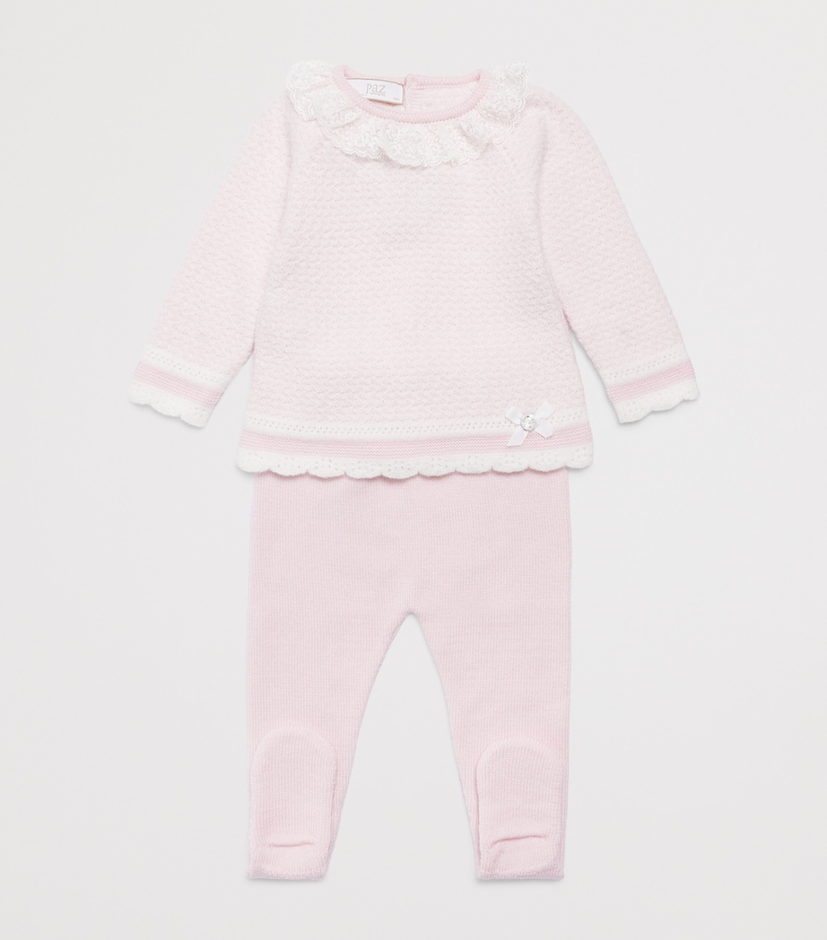 Paz Rodriguez Cotton Sweater and Leggings Set (3-12 Months) Light Pink/cream Image 3