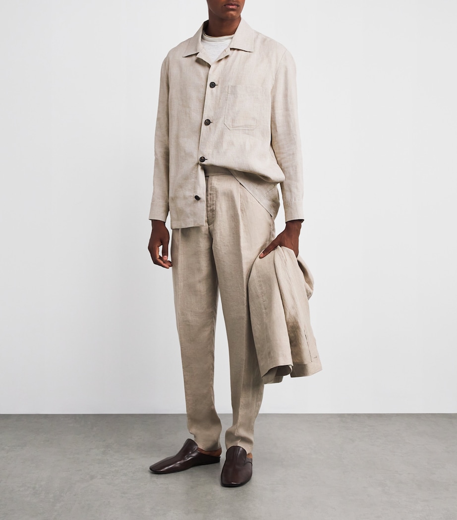 Eleventy Mens x Harrods Linen Overshirt Sabbia Image 2