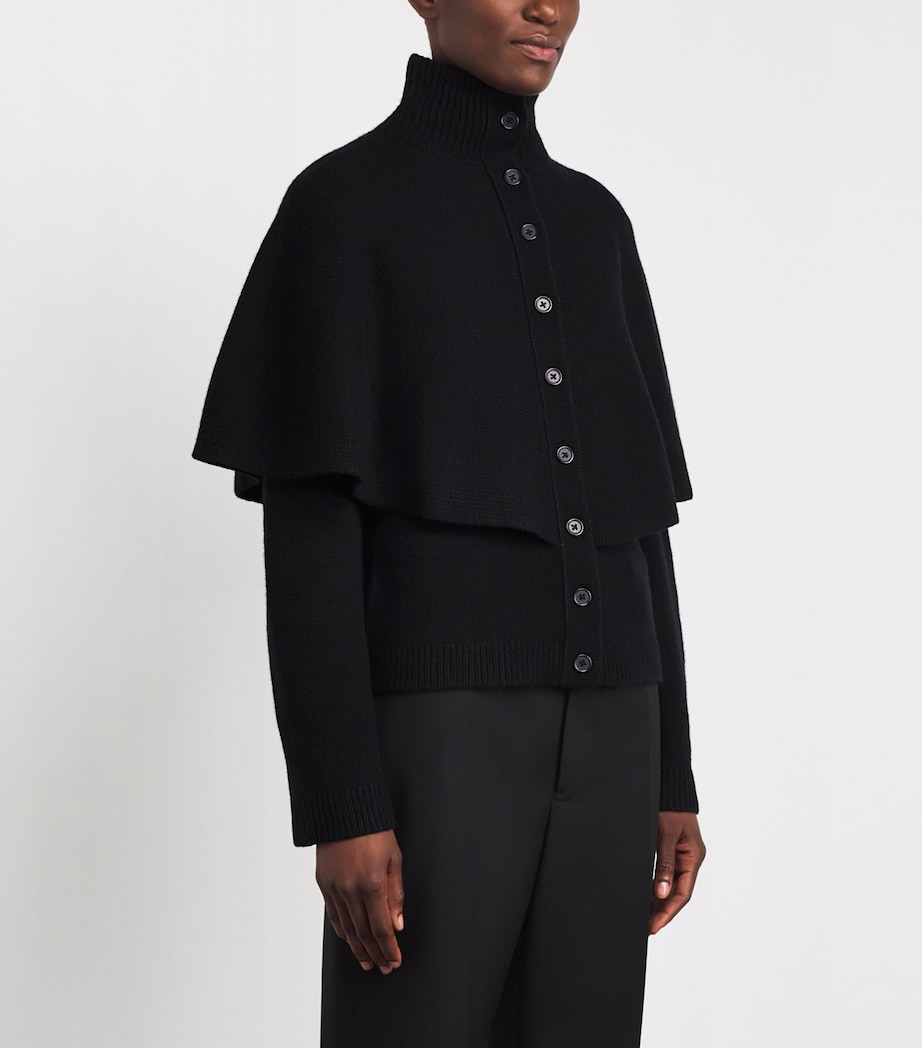 Vince Womens Wool-Blend Rollneck Cape Cardigan Black Image 3