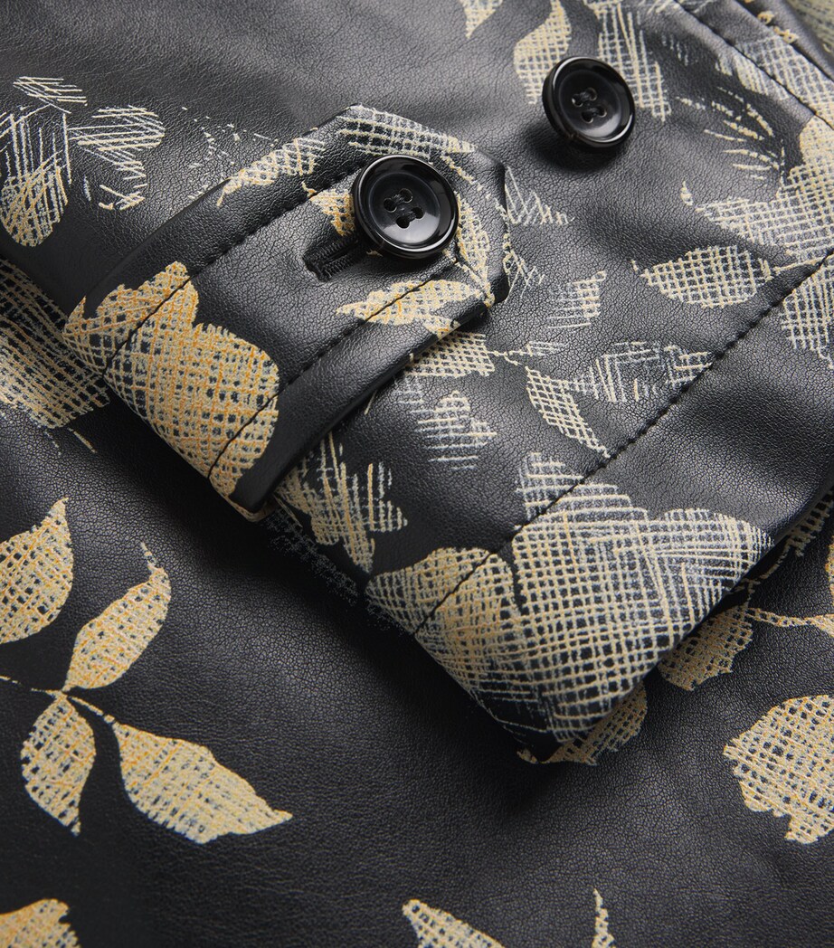 Comme Des Garçons Homme Plus Mens Faux Leather Floral Print Coat Black/ Natural Image 5